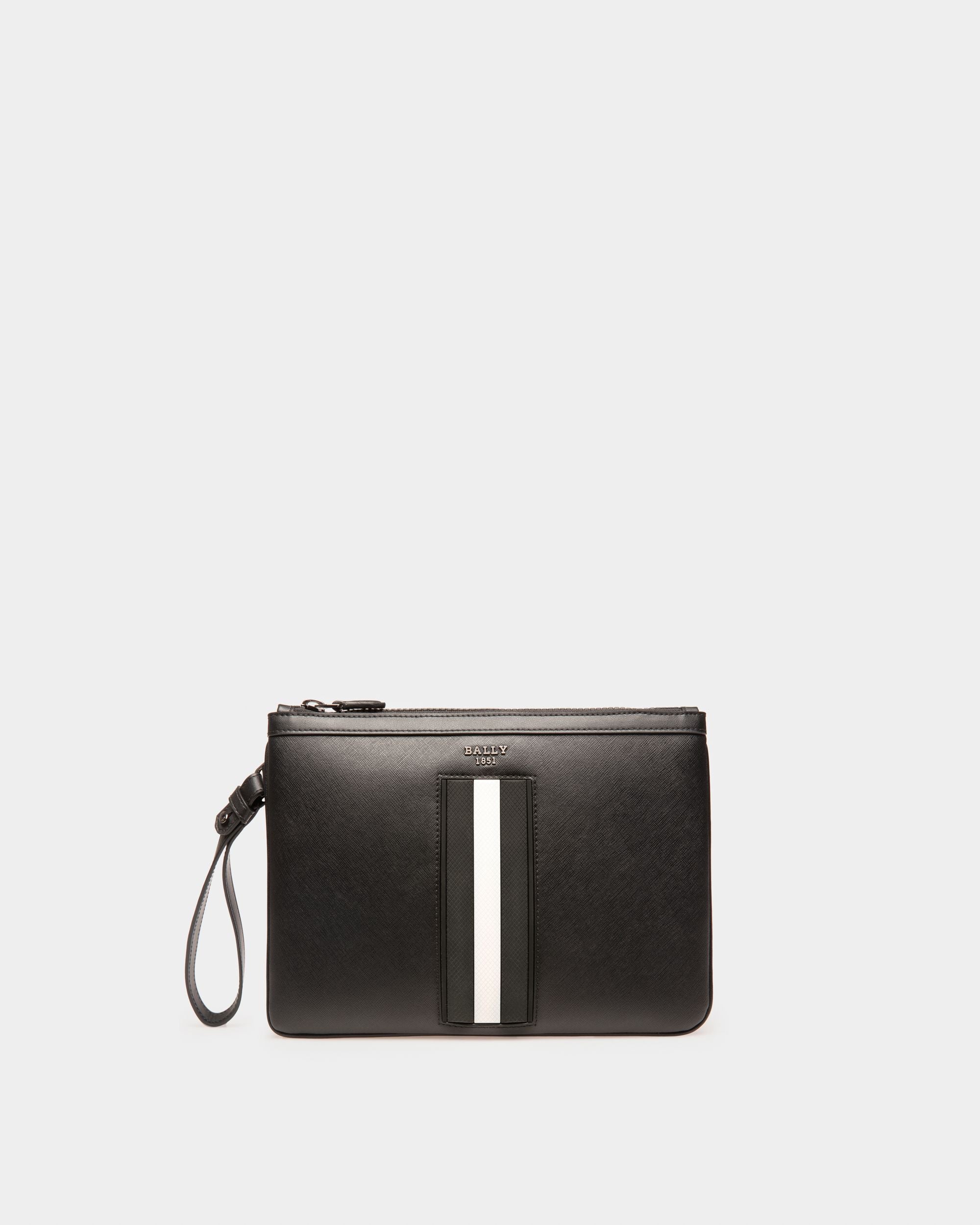 Bex Recycled Leather Clutch Bag In Black - Men's - Bally - 01