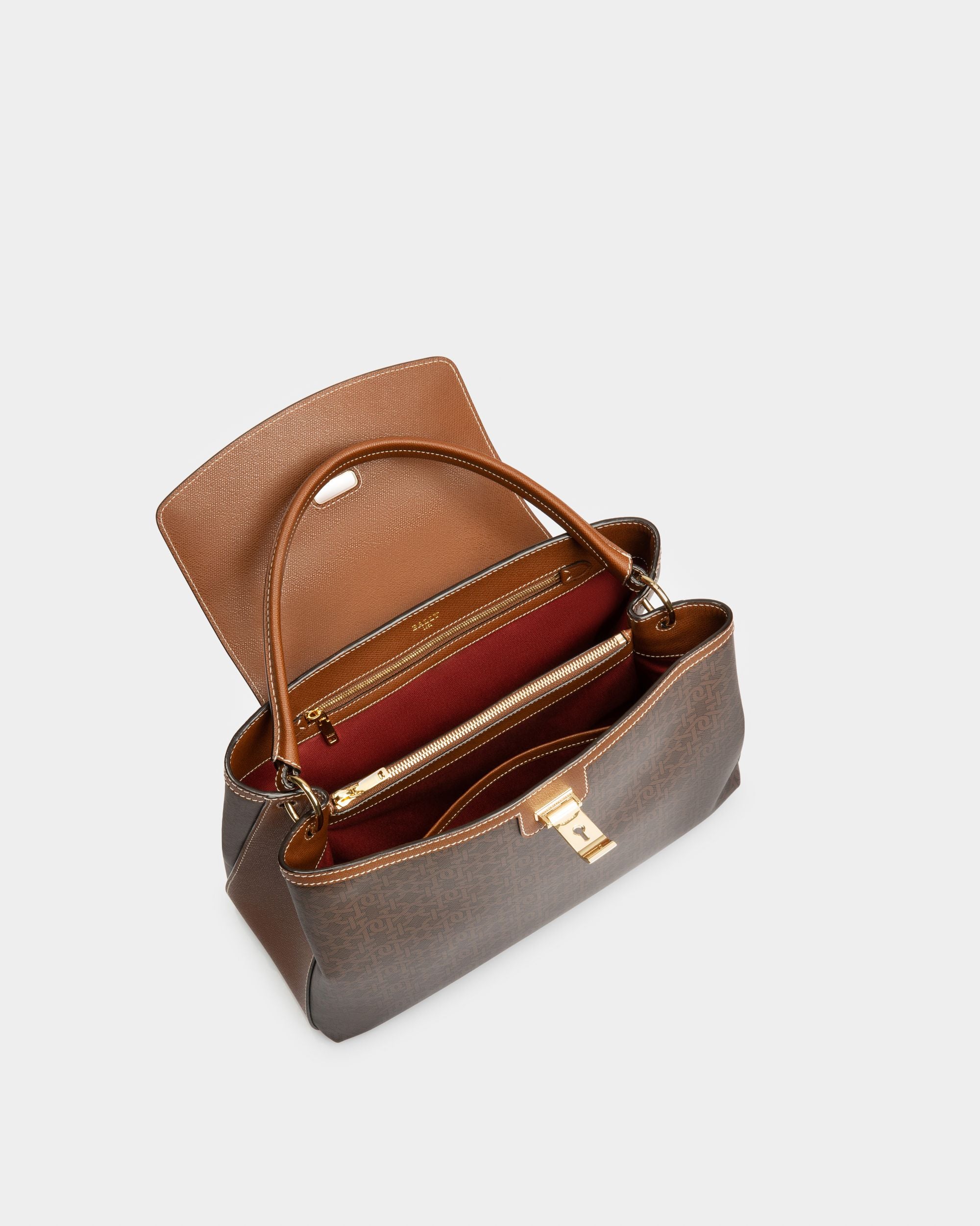 Layka Tpu Top Handle Bag In Brown - Women's - Bally - 03