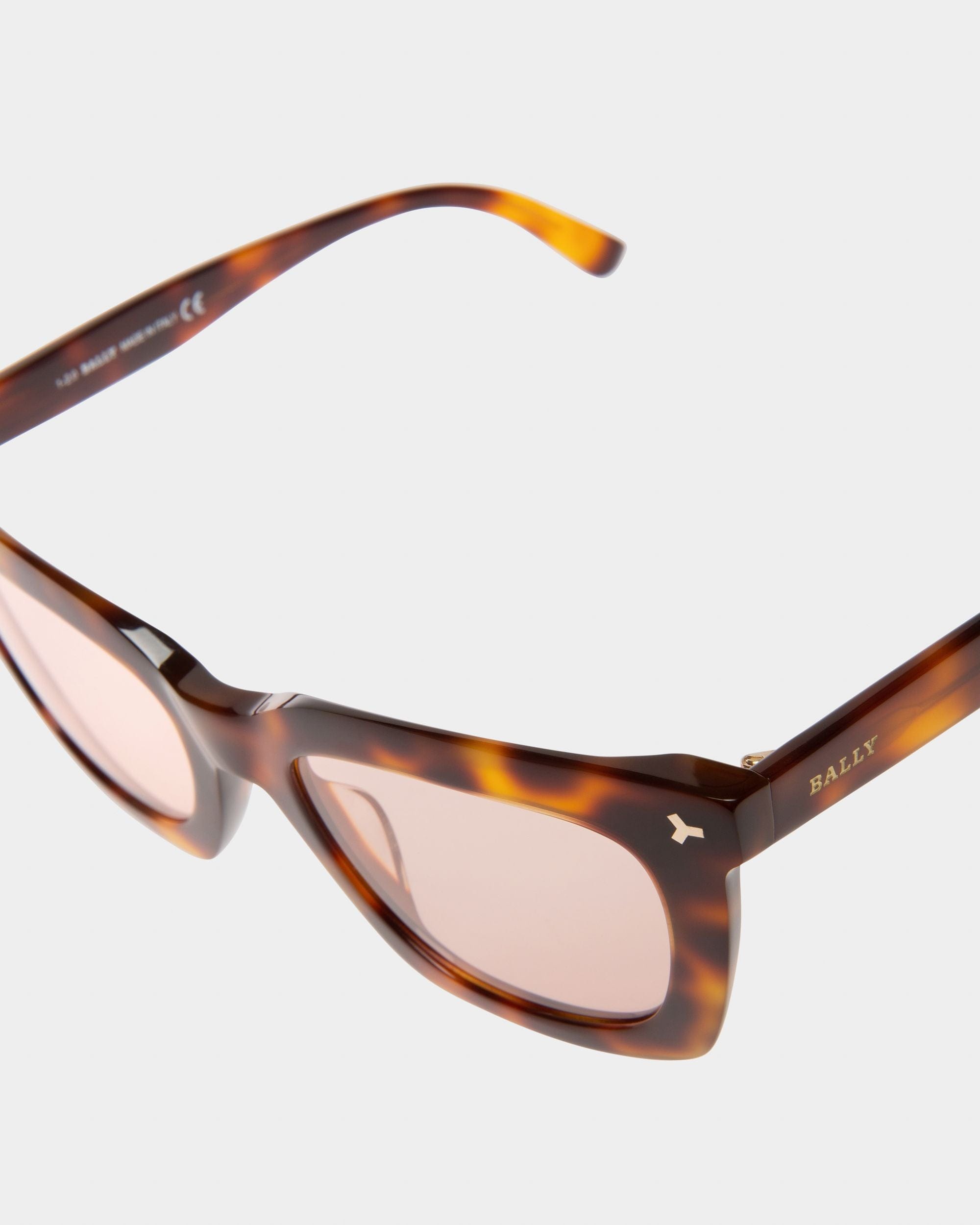 Shine Acetate Sunglasses In Havana & Rose Lens - Women's - Bally - 02