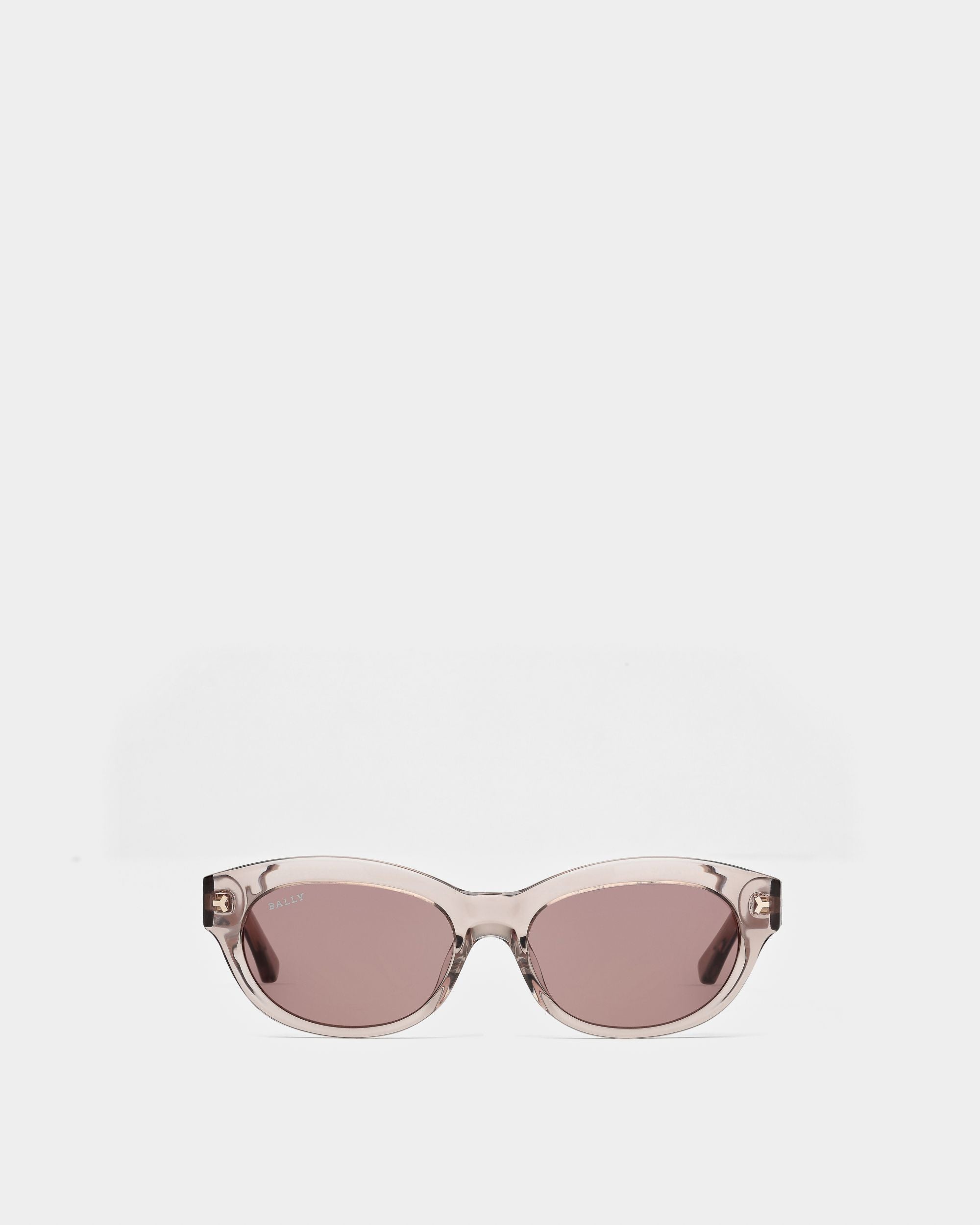 Twinkle Acetate Sunglasses In Transparent Light Brown & Brown Lens - Women's - Bally - 01