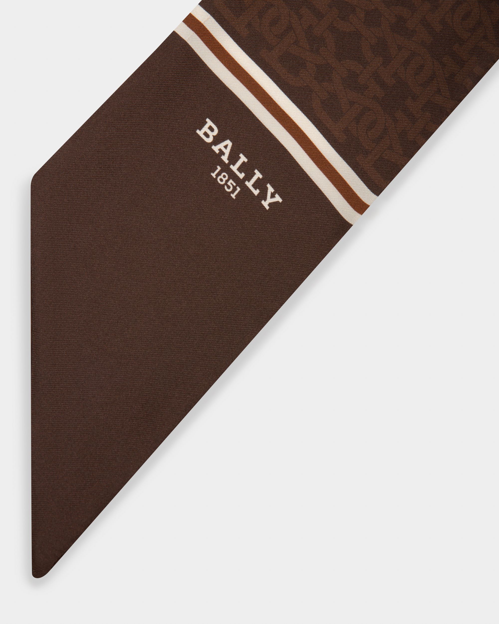 B-Monogram Bandeau Silk Scarf In Brown - Women's - Bally - 02