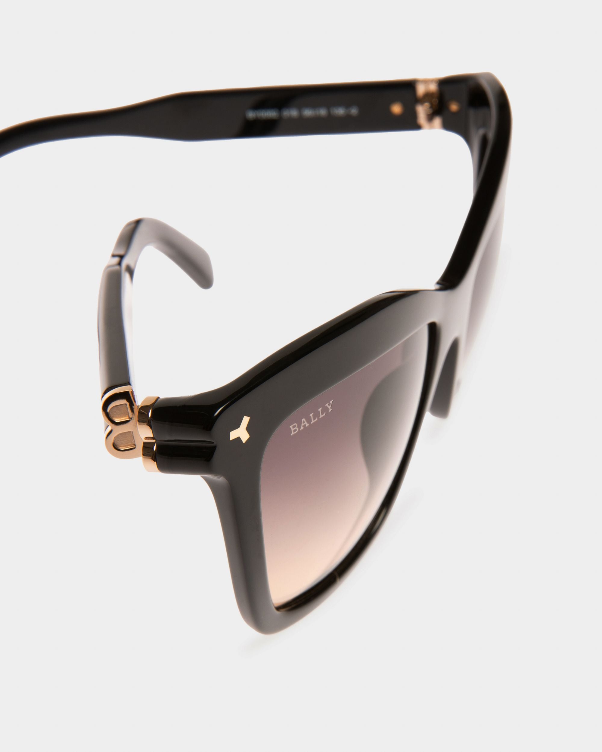 Babette Acetate Sunglasses In Shiny Black & Smoke Gradient Yellow Lens - Women's - Bally - 02