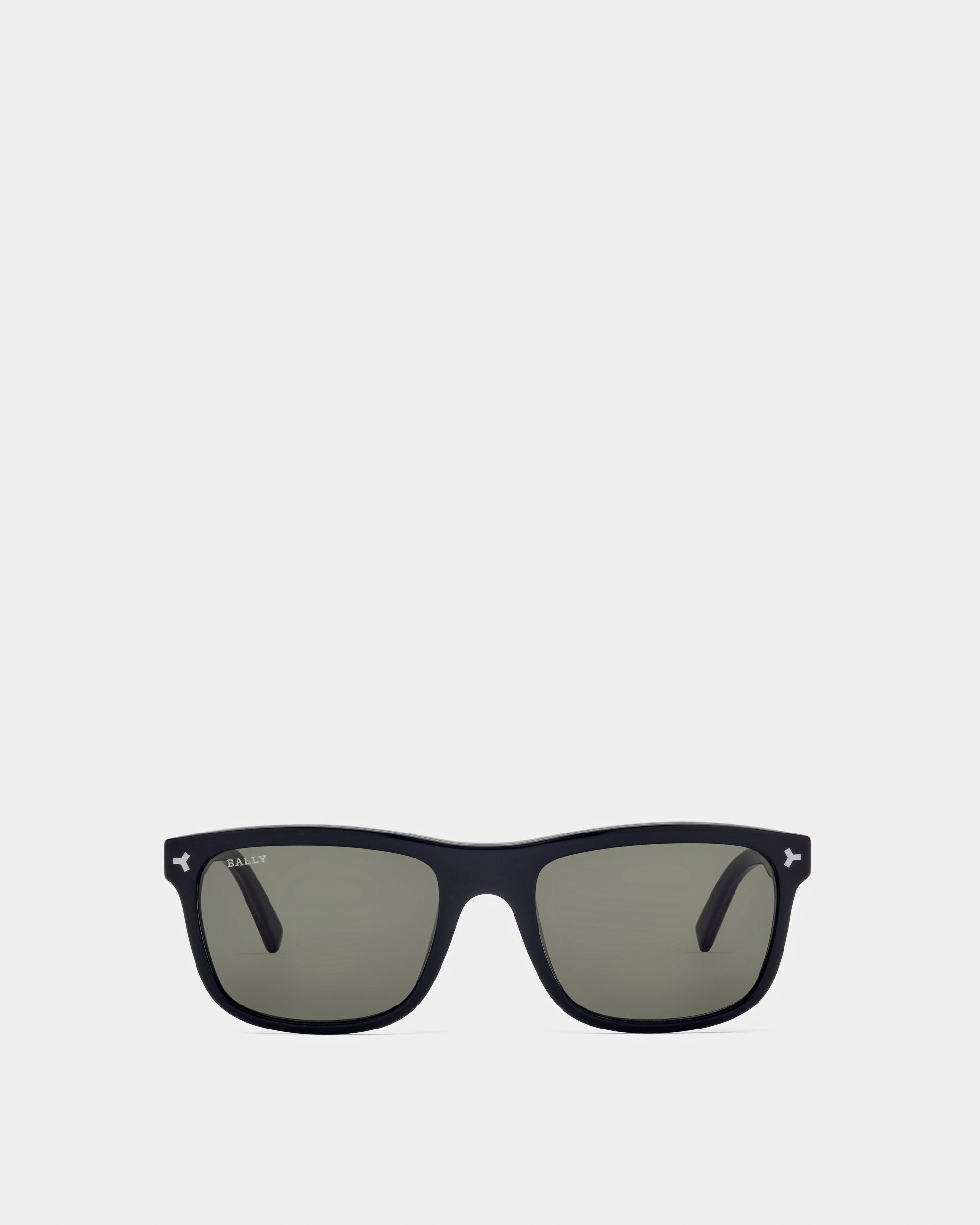 Felix Acetate Sunglasses In Shiny Black & Green Lenses - Men's - Bally - 01
