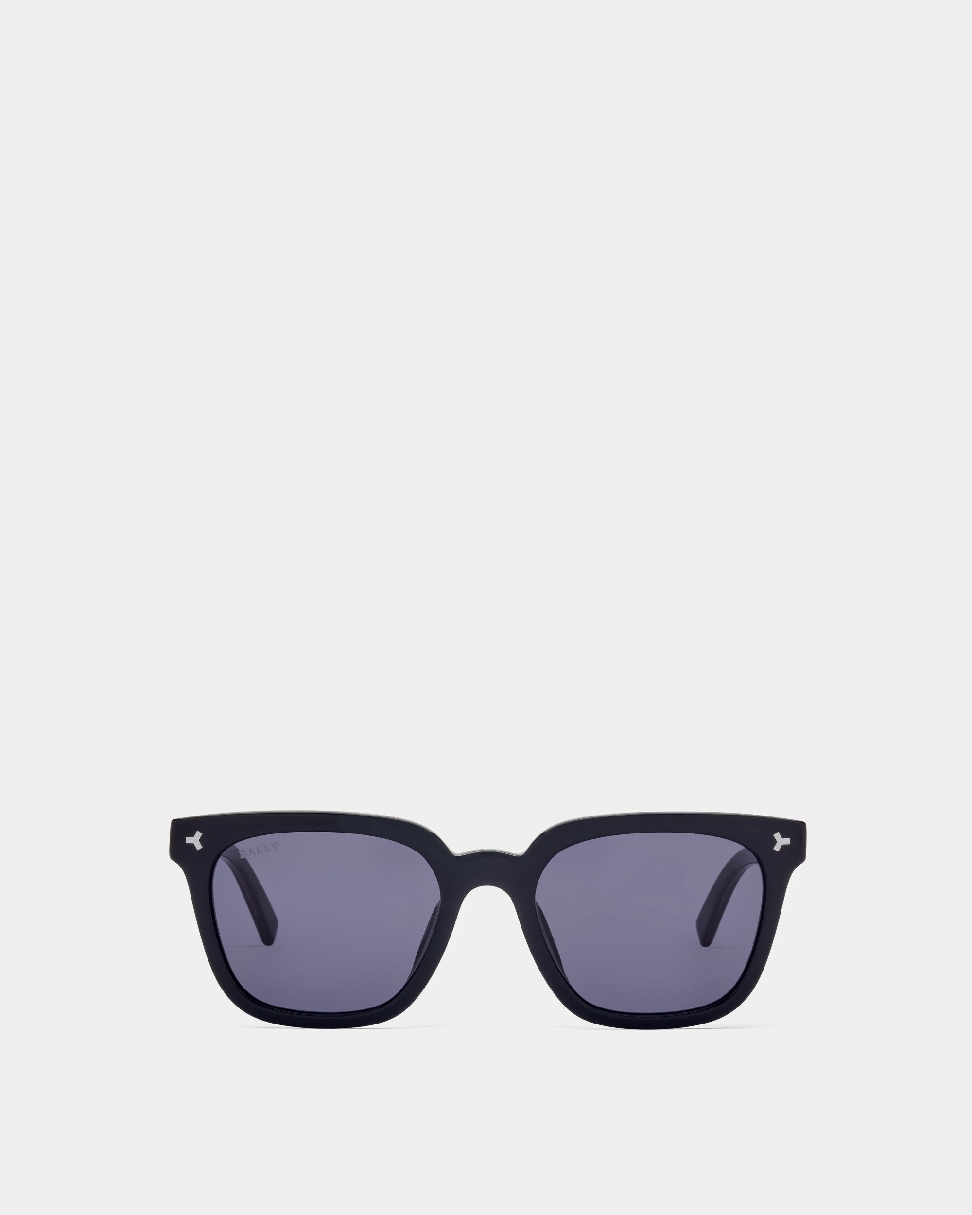 Eben Acetate Sunglasses In Shiny Black & Smoke Blue Lenses Acetate Sunglasses In Shiny Black & Smoke Blue Lens - Men's - Bally - 01