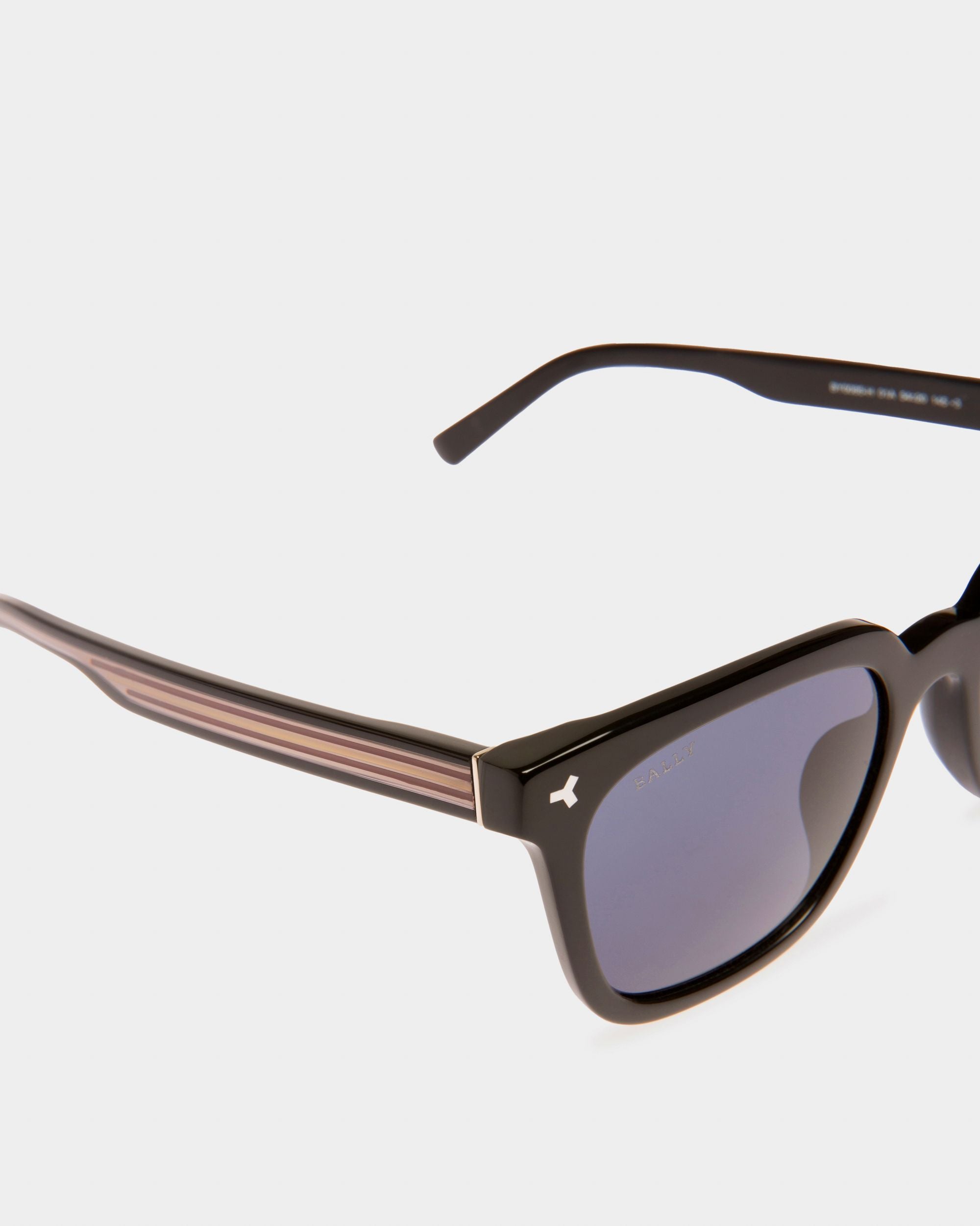 Eben Acetate Sunglasses In Shiny Black & Smoke Blue Lenses Acetate Sunglasses In Shiny Black & Smoke Blue Lens - Men's - Bally - 02