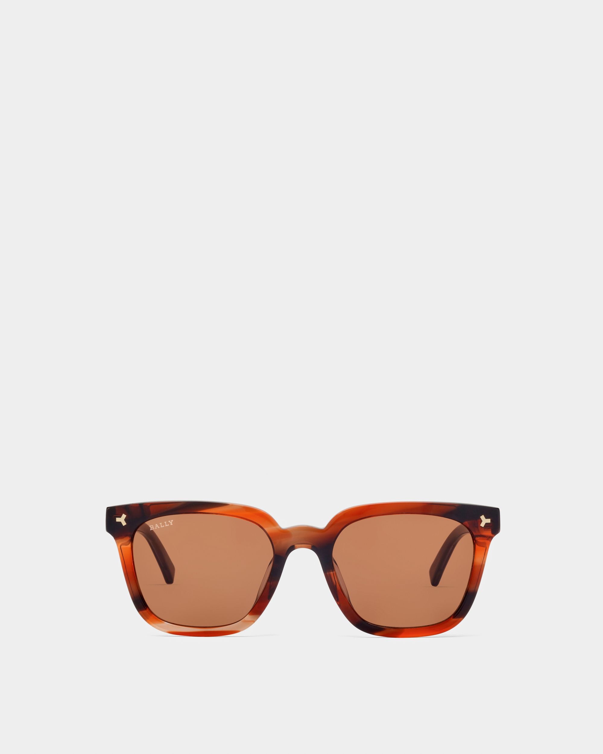 Eben Acetate Sunglasses In Brown Tortoise Shell & Brown Lenses - Men's - Bally - 01