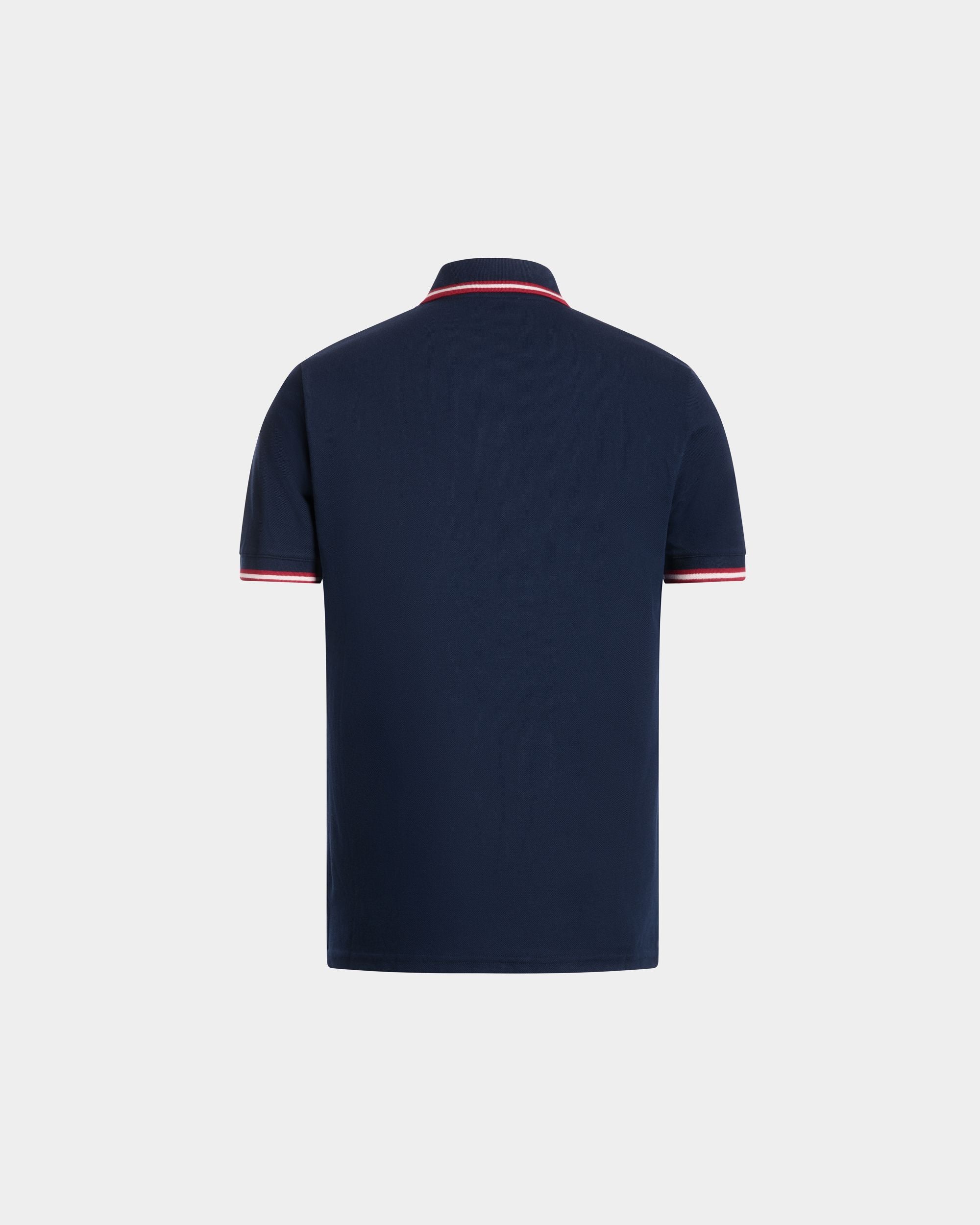 Polo Shirt in Blue Piqué-Knit Cotton - Men's - Bally - 03