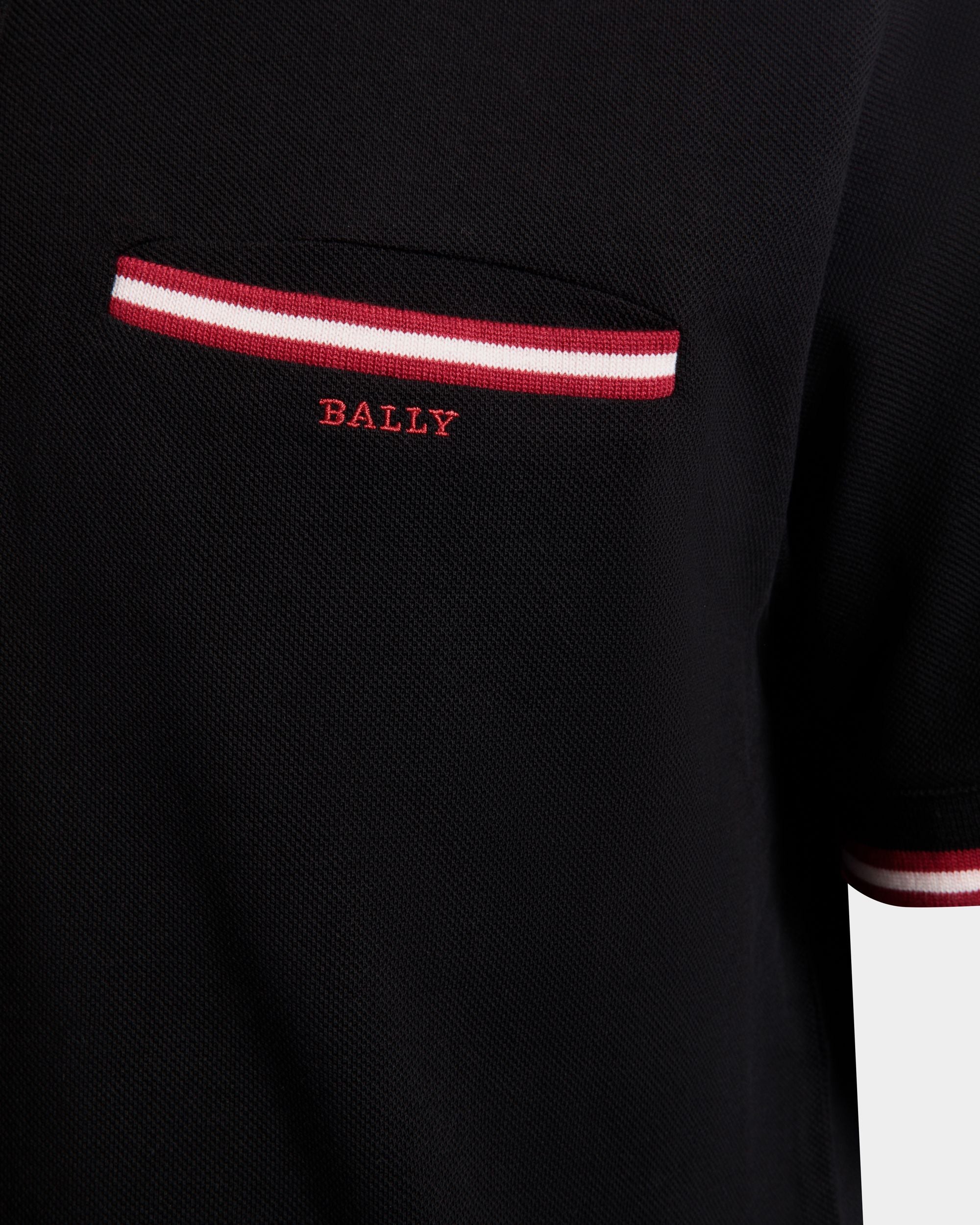Polo Shirt in Black Piqué-Knit Cotton - Men's - Bally - 02