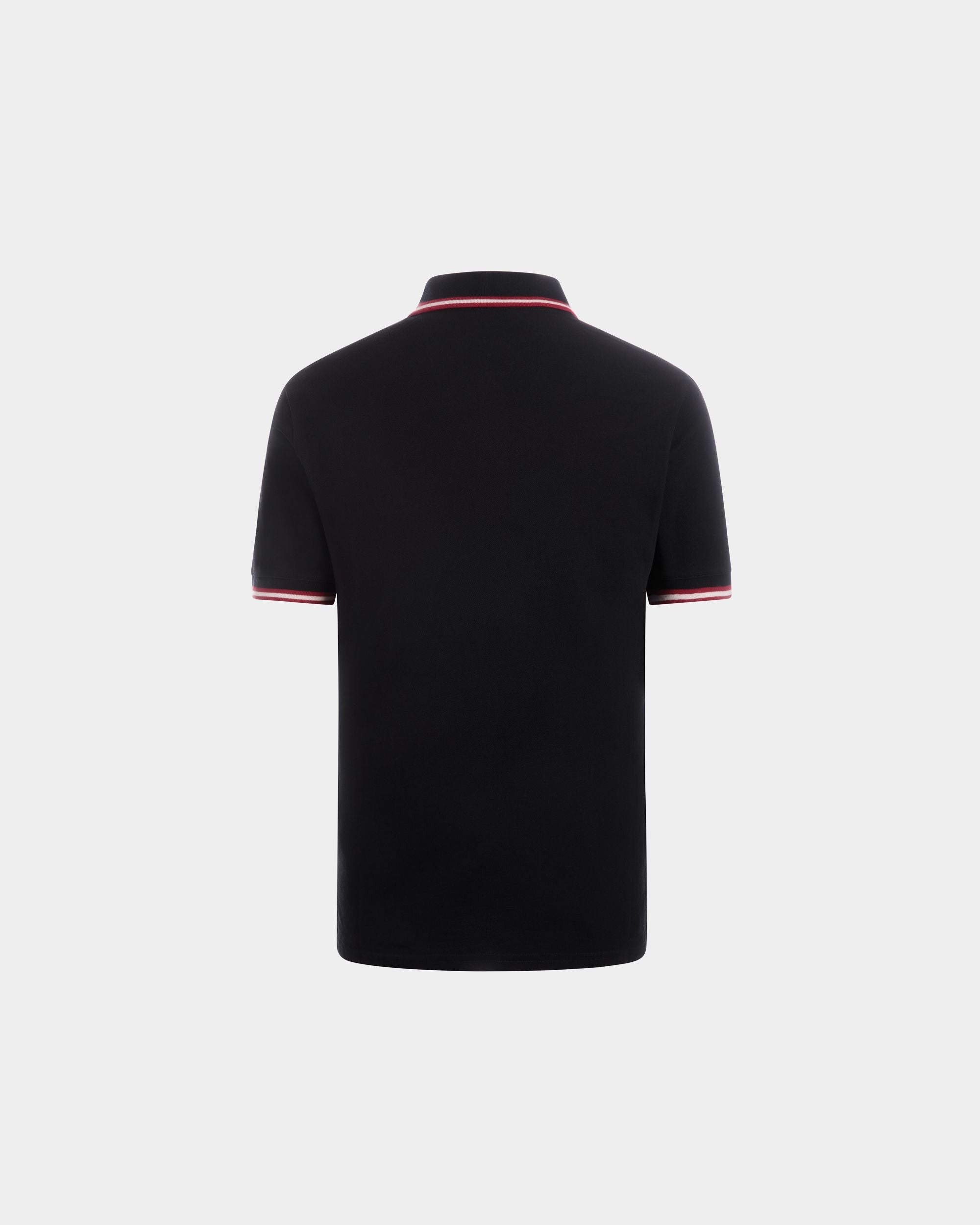 Polo Shirt in Black Piqué-Knit Cotton - Men's - Bally - 03