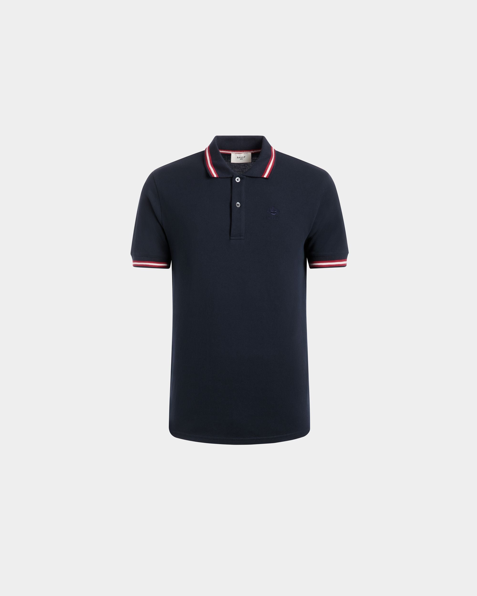 Polo Shirt in Blue Piqué-Knit Cotton - Men's - Bally - 01
