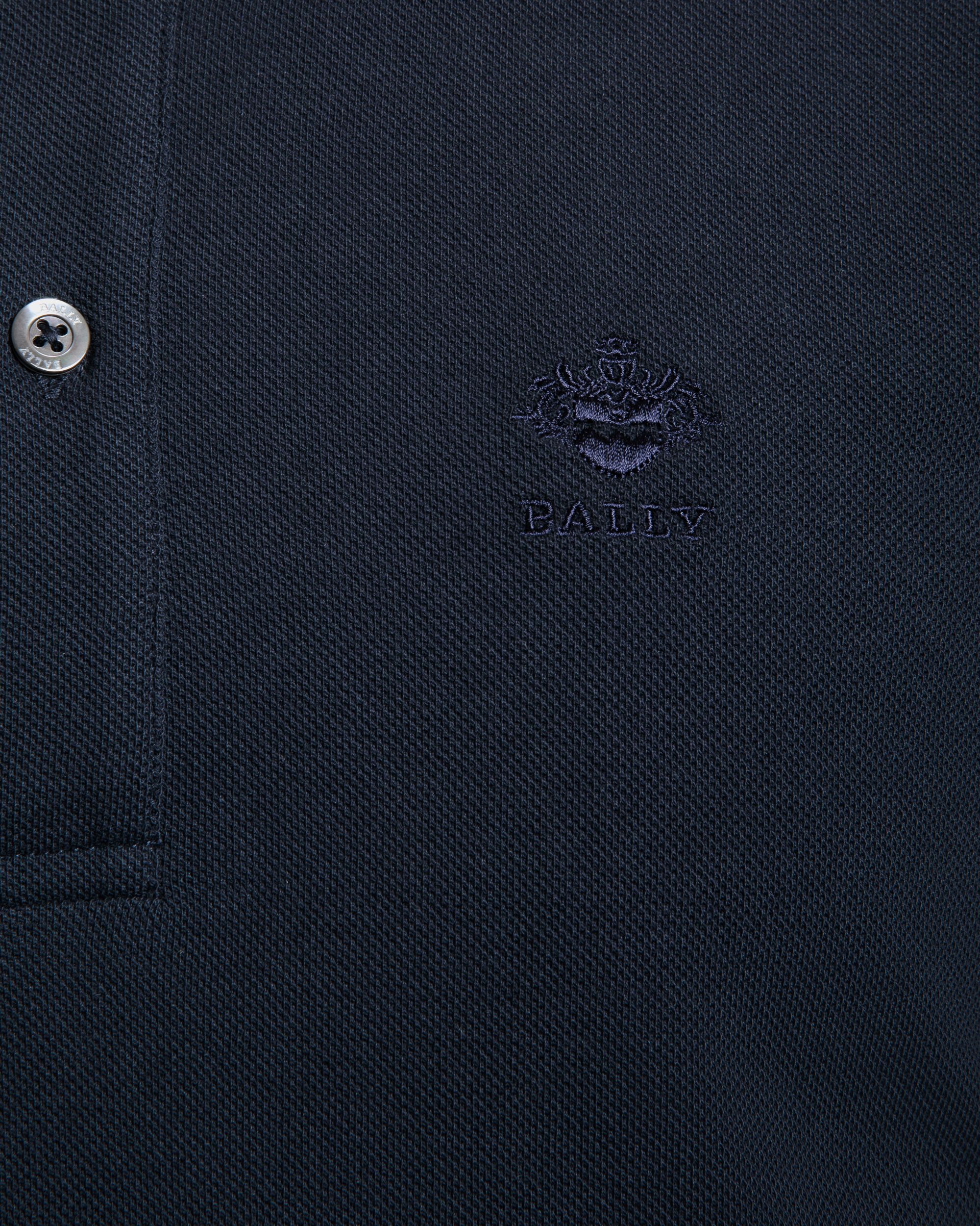 Polo Shirt in Blue Piqué-Knit Cotton - Men's - Bally - 02