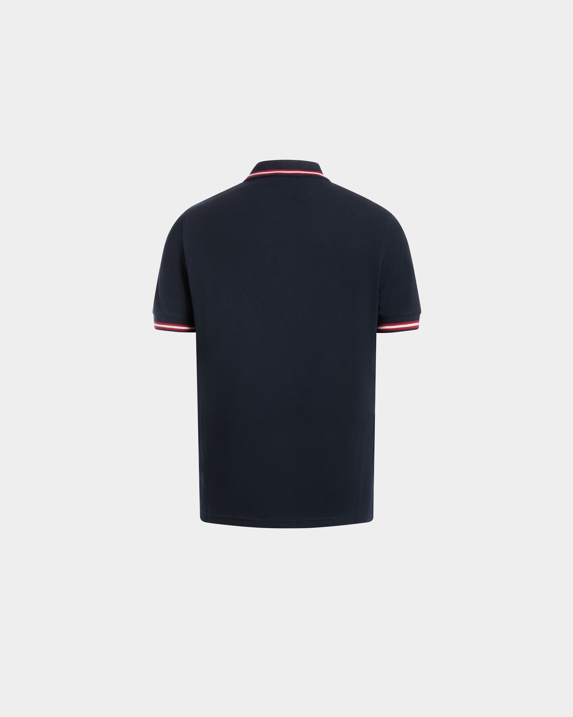 Polo Shirt in Blue Piqué-Knit Cotton - Men's - Bally - 03