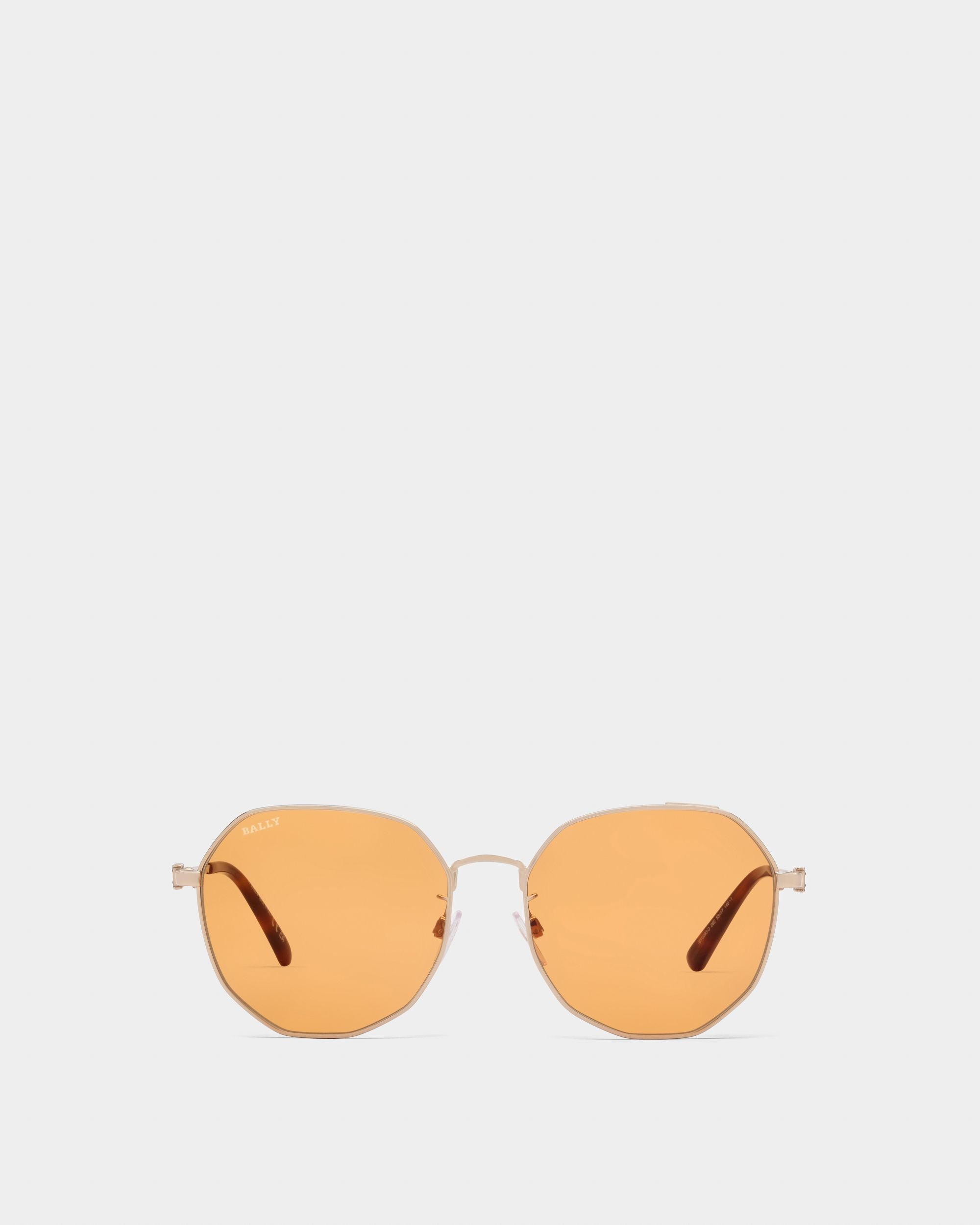 Lauerz Metal Sunglasses In Shiny Rose Gold - Women's - Bally - 01