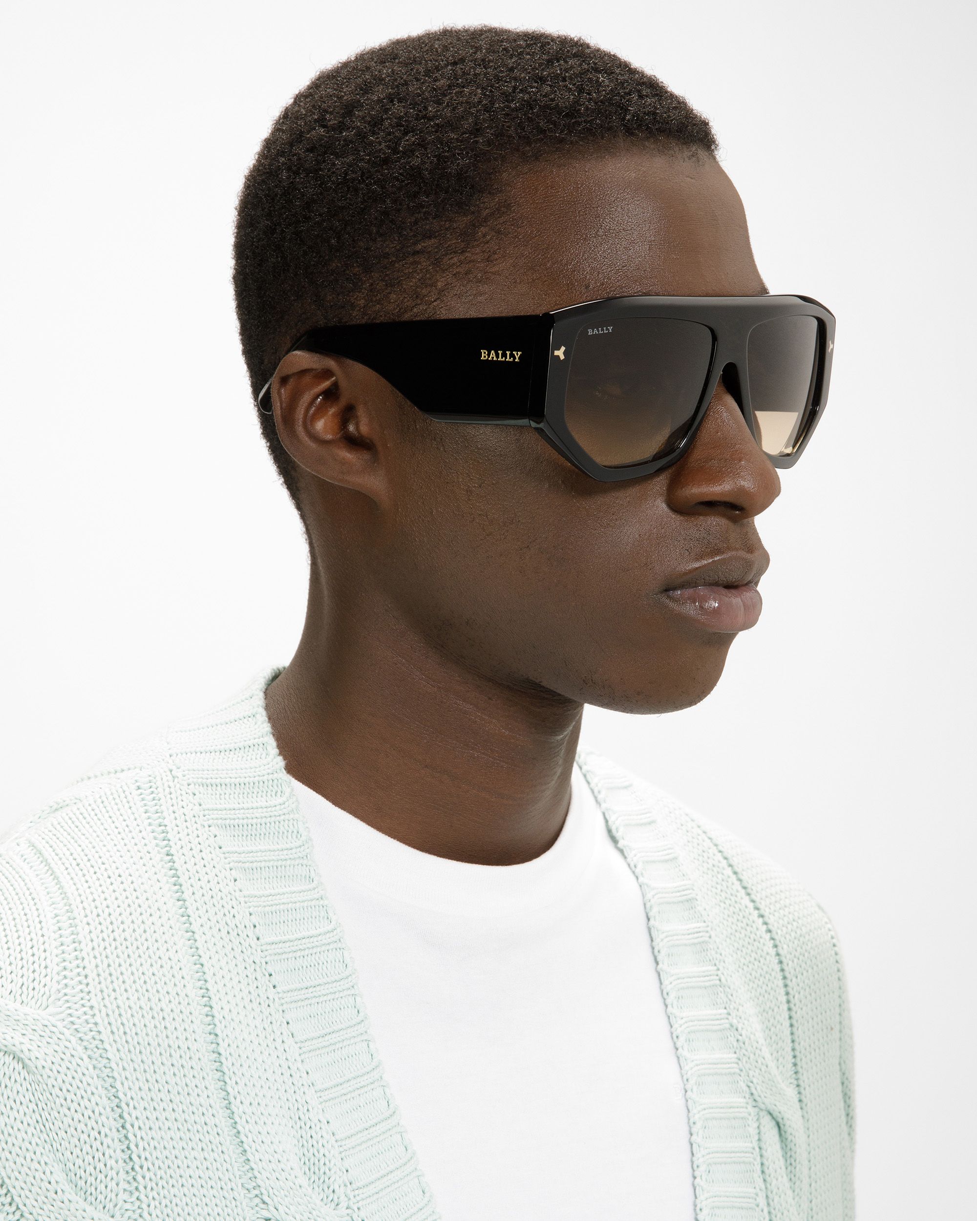 Meg Geometric Full Rim Sunglasses In Shiny Black Plastic - Other - Bally - 02