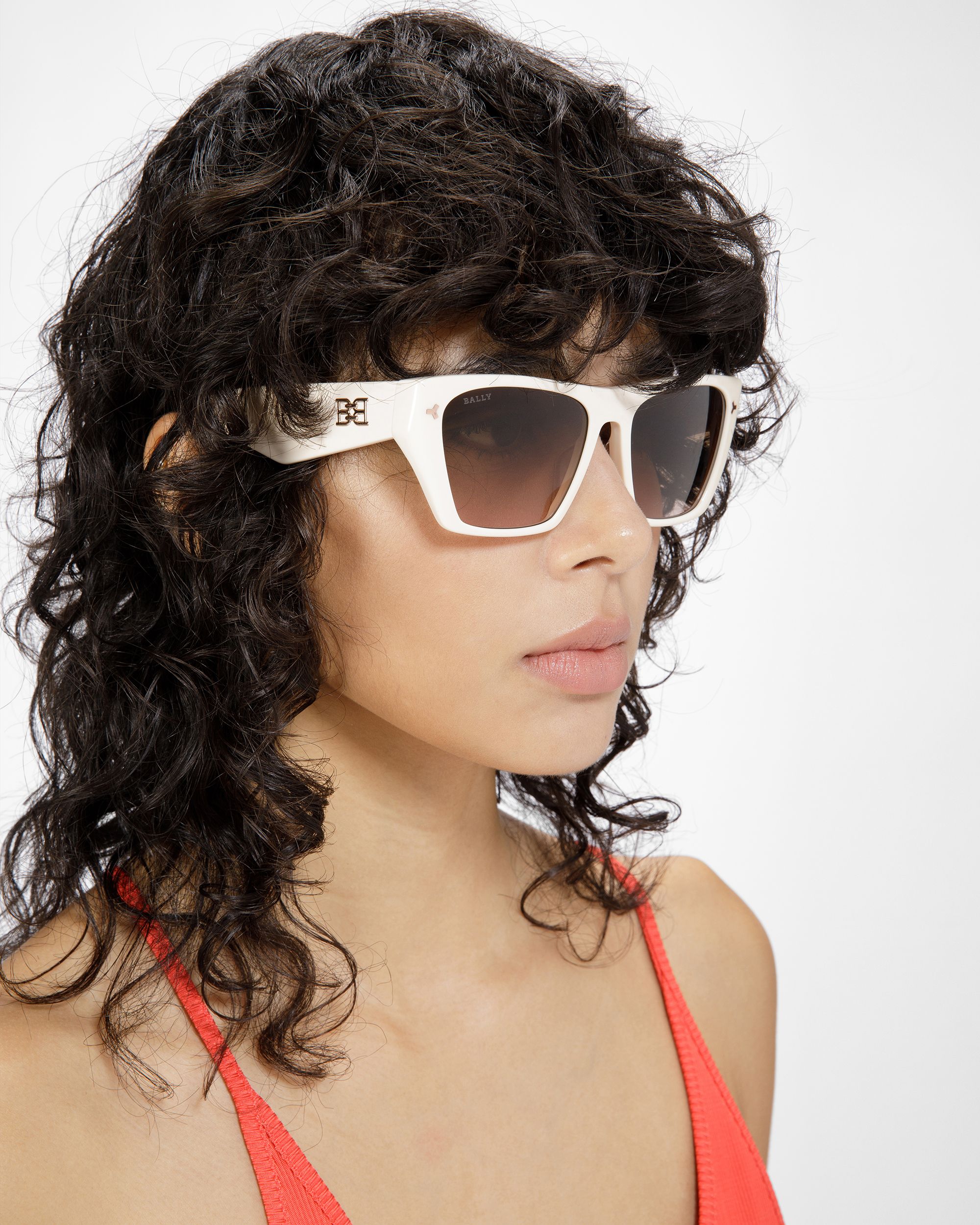 Ashley Geometric Full Rim Sunglasses In Ivory - Women's - Bally - 02