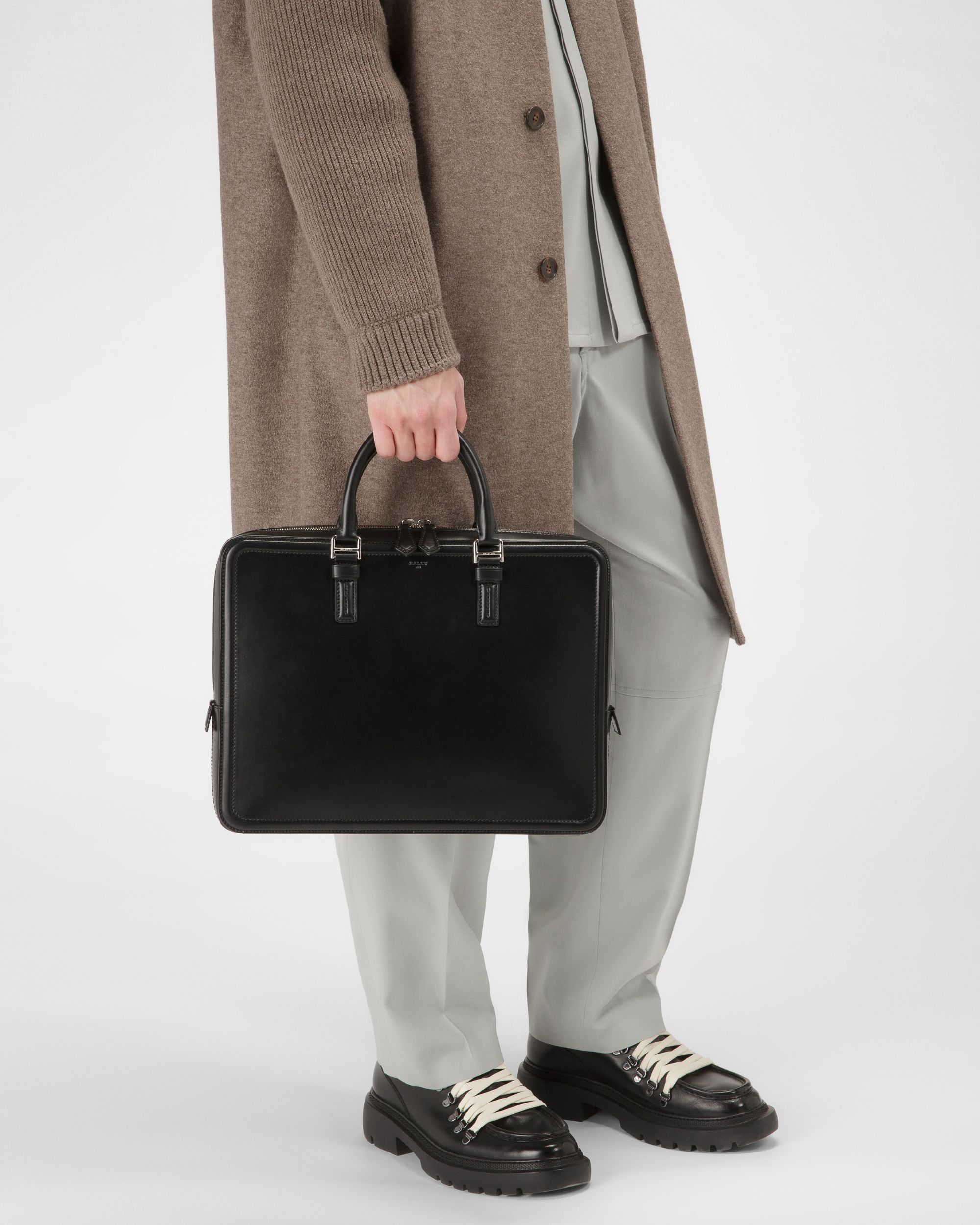 Sergy Leather Business Bag In Black - Men's - Bally - 02