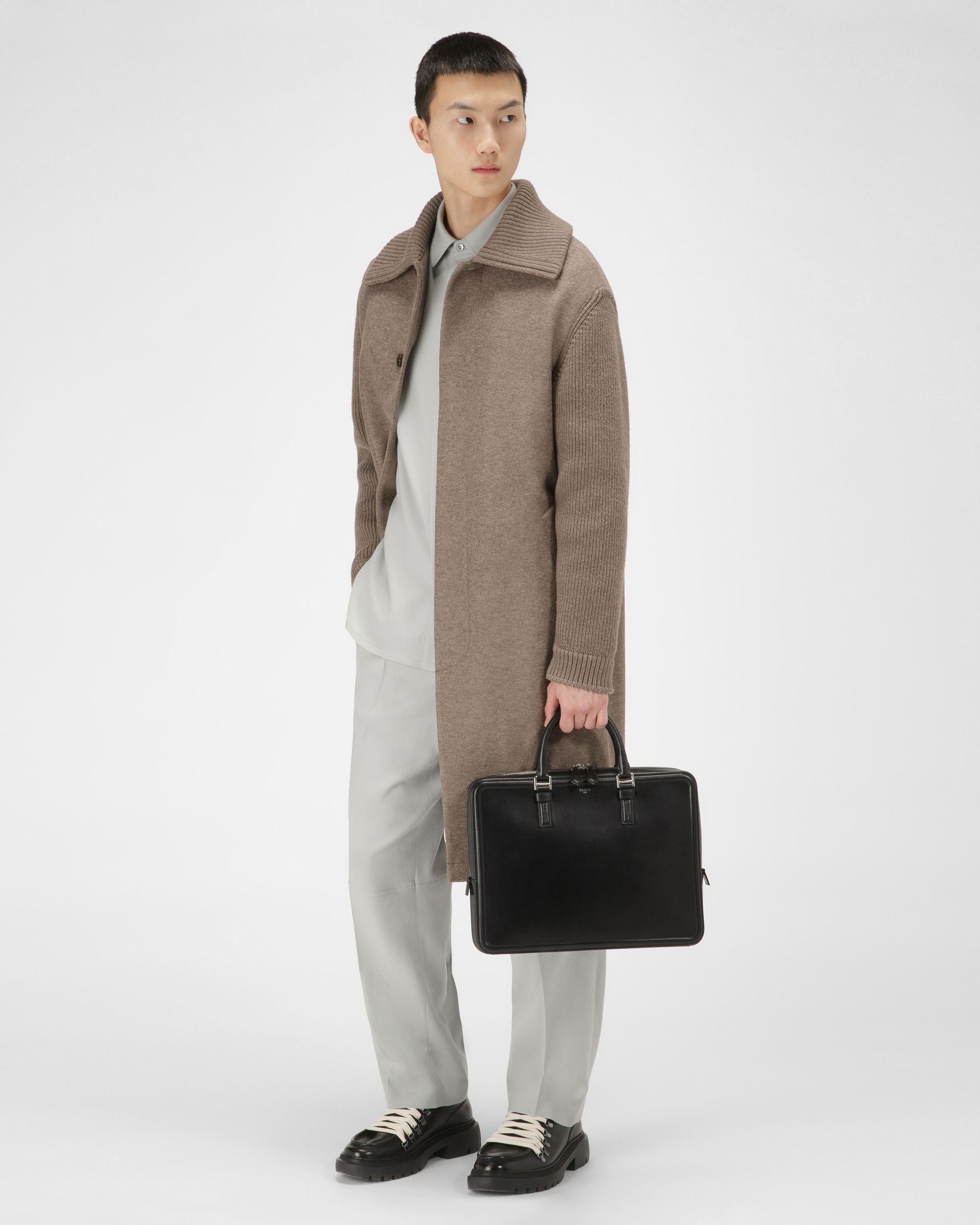 Sergy Leather Business Bag In Black - Men's - Bally - 06