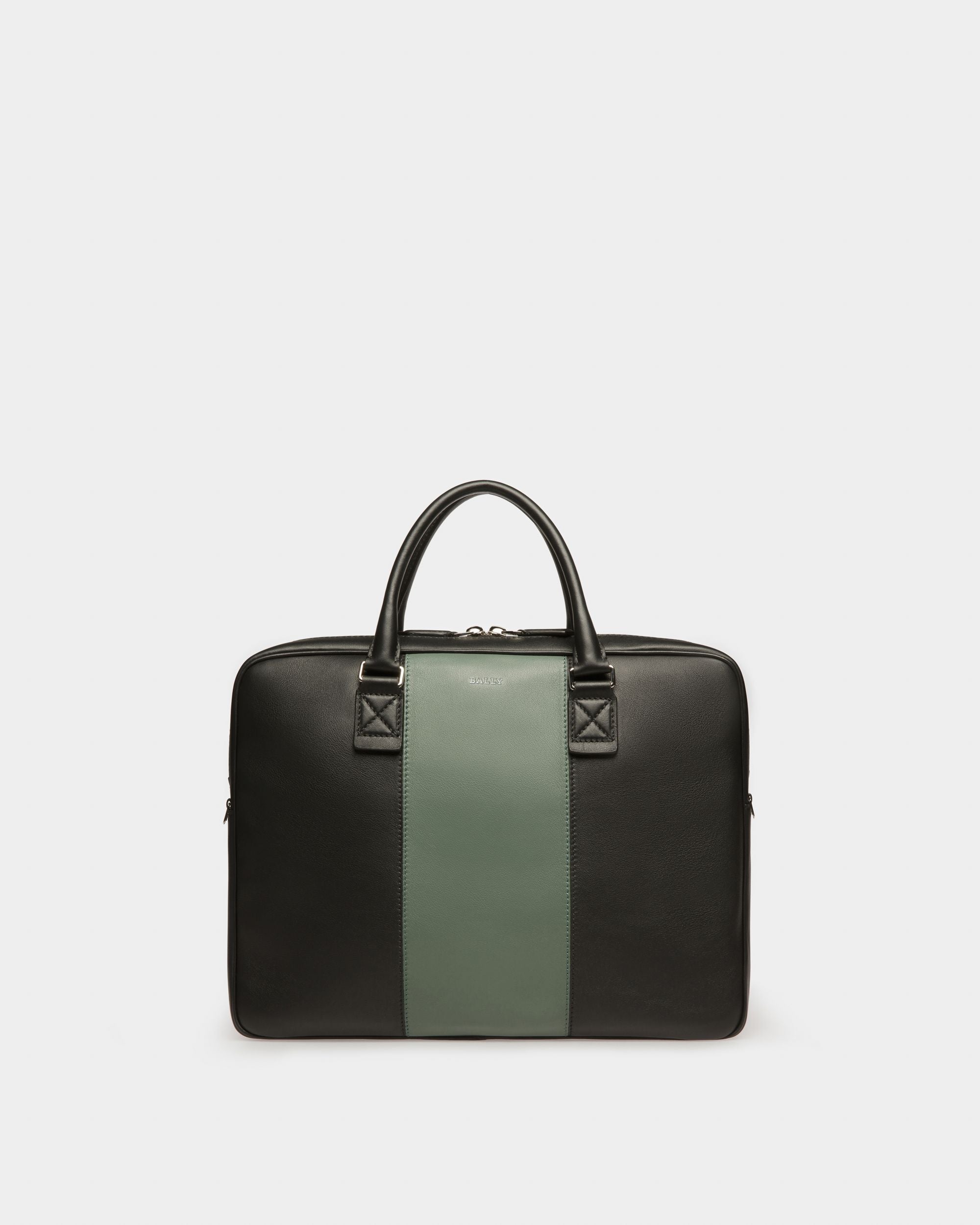 Hesines Leather Business Bag In Black & Green - Men's - Bally - 01