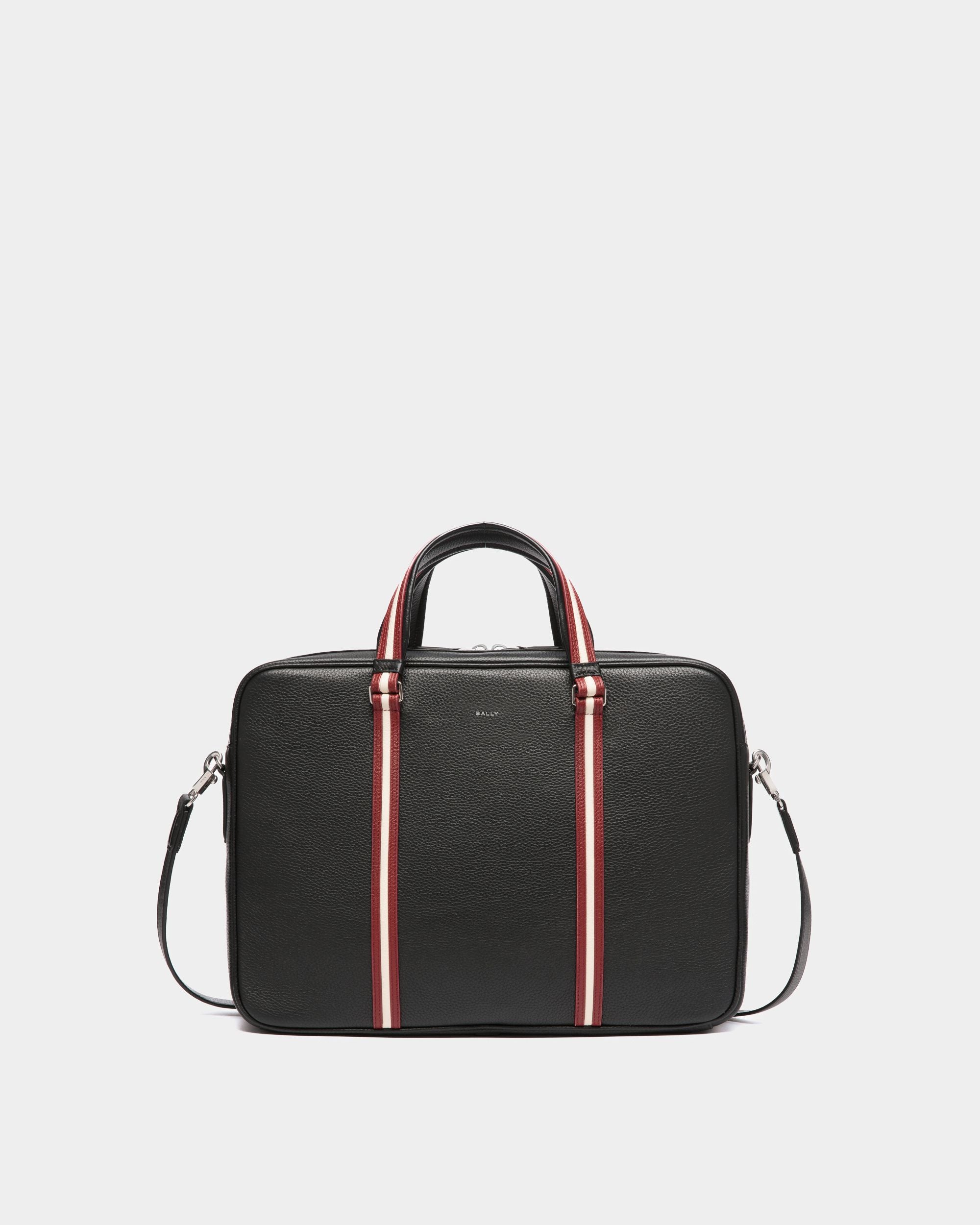 Code Briefcase In Black Grained Leather - Men's - Bally - 01