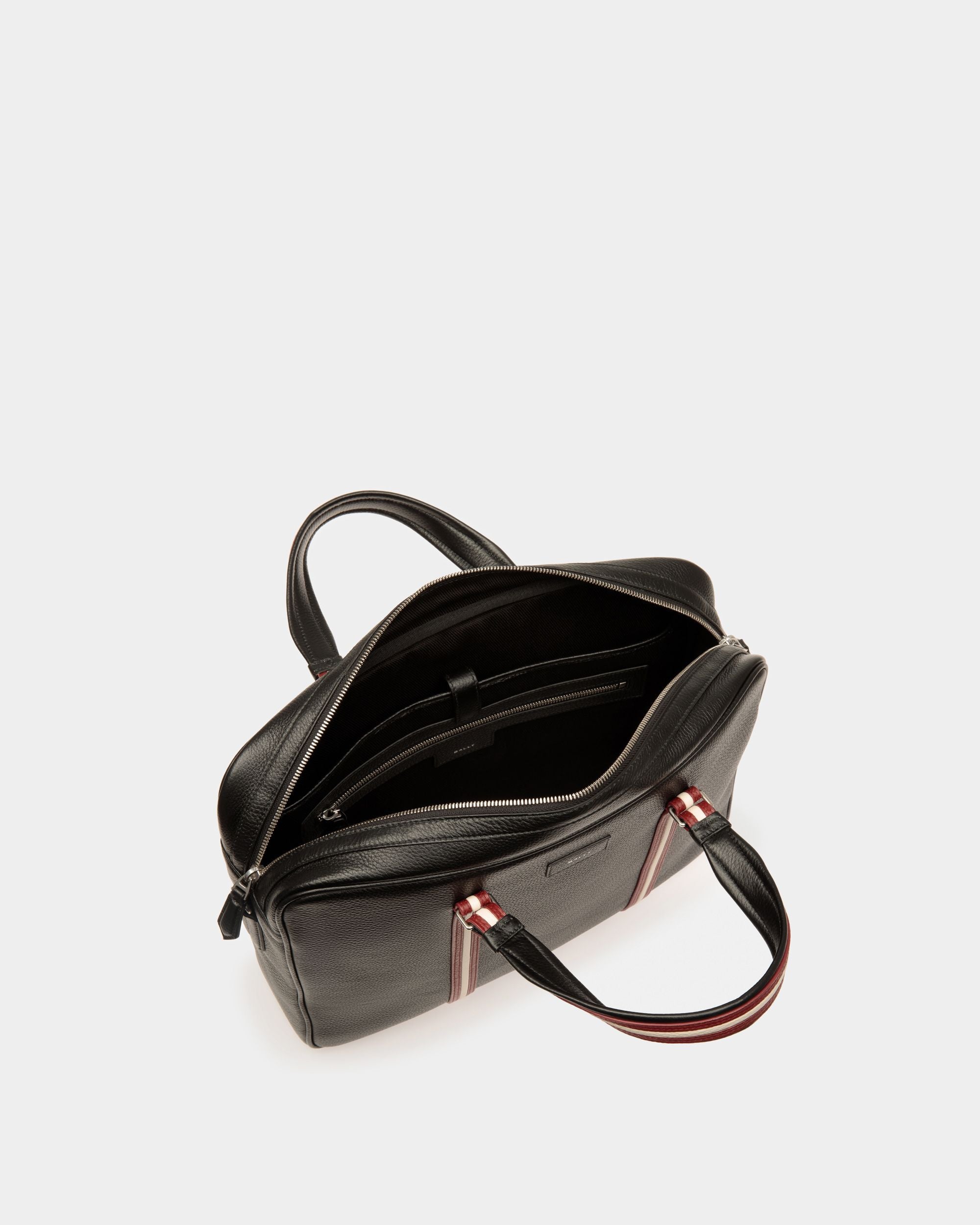 Code Briefcase In Black Grained Leather - Men's - Bally - 04
