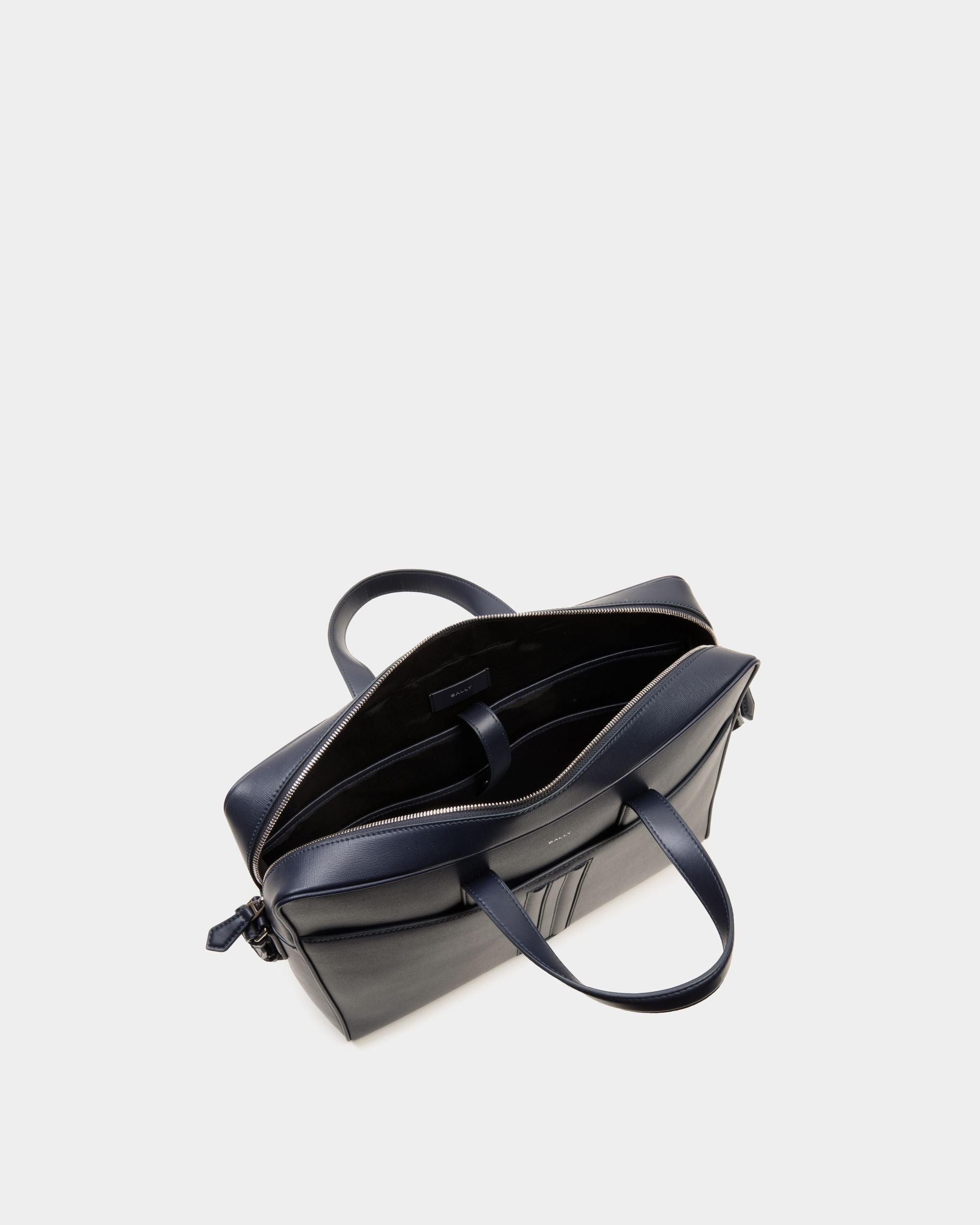 Mythos Briefcase in Navy Blue Recycled Leather - Men's - Bally - 05