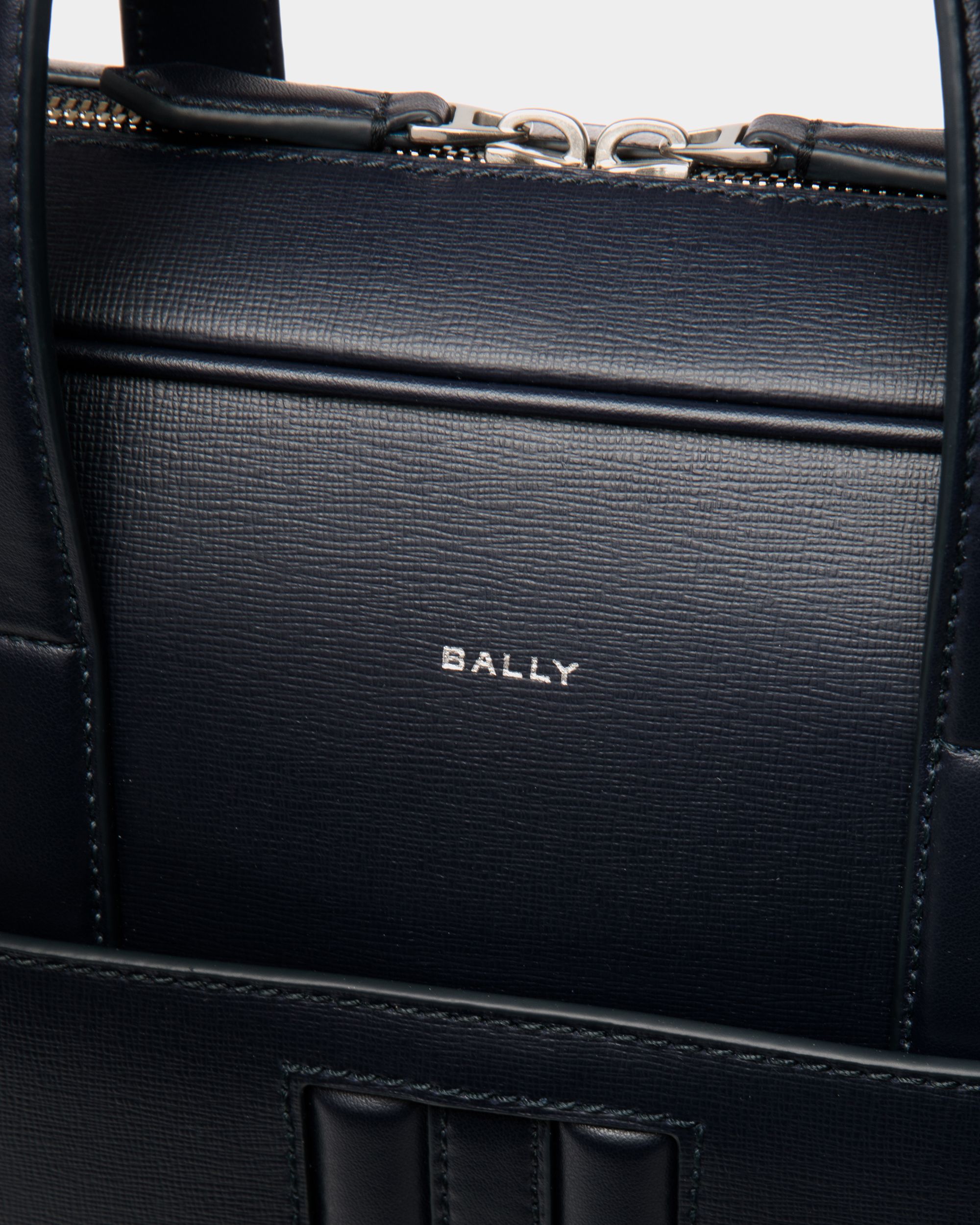 Mythos Briefcase in Navy Blue Recycled Leather - Men's - Bally - 06