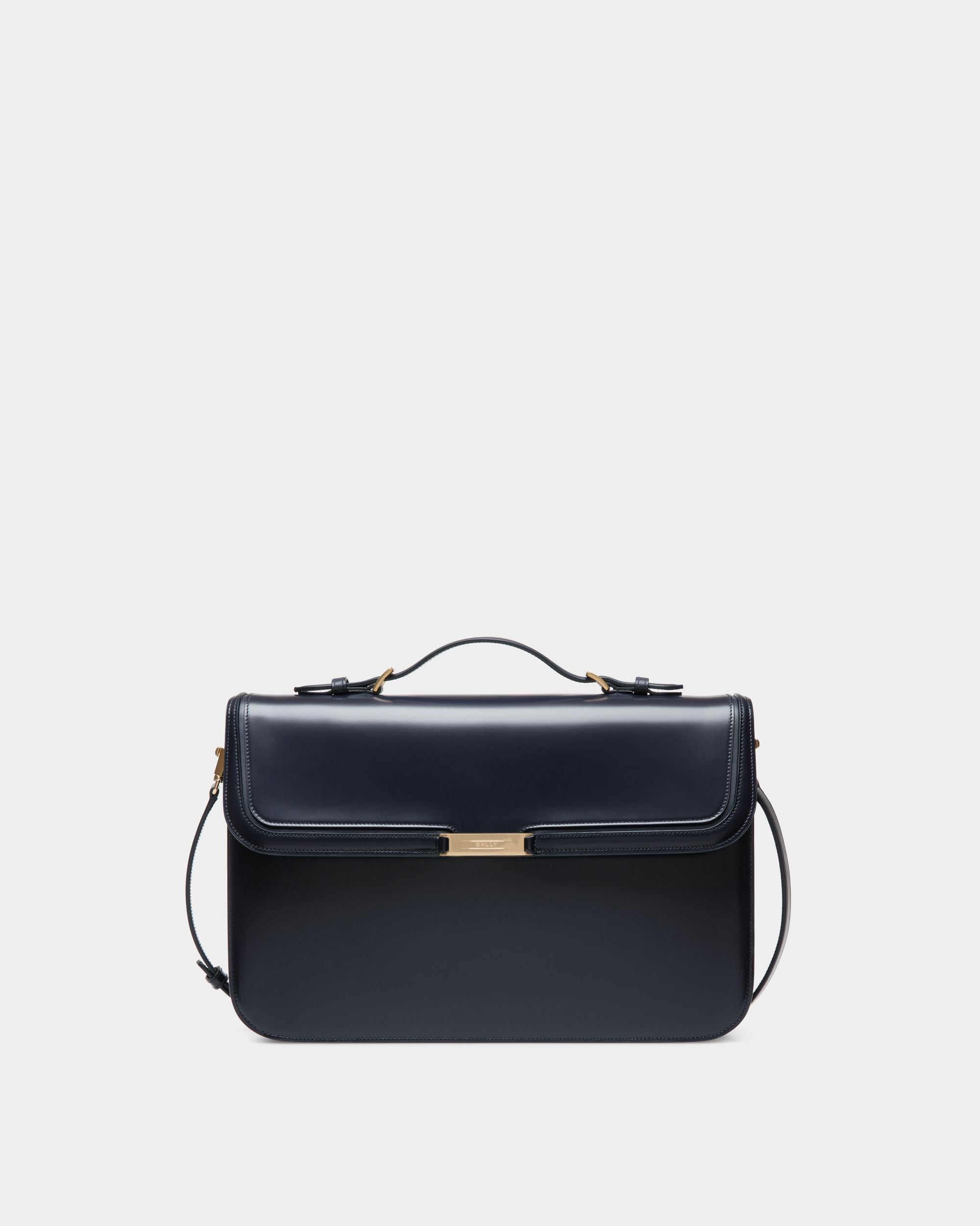Deco Briefcase in Navy Blue Brushed Leather - Men's - Bally - 01