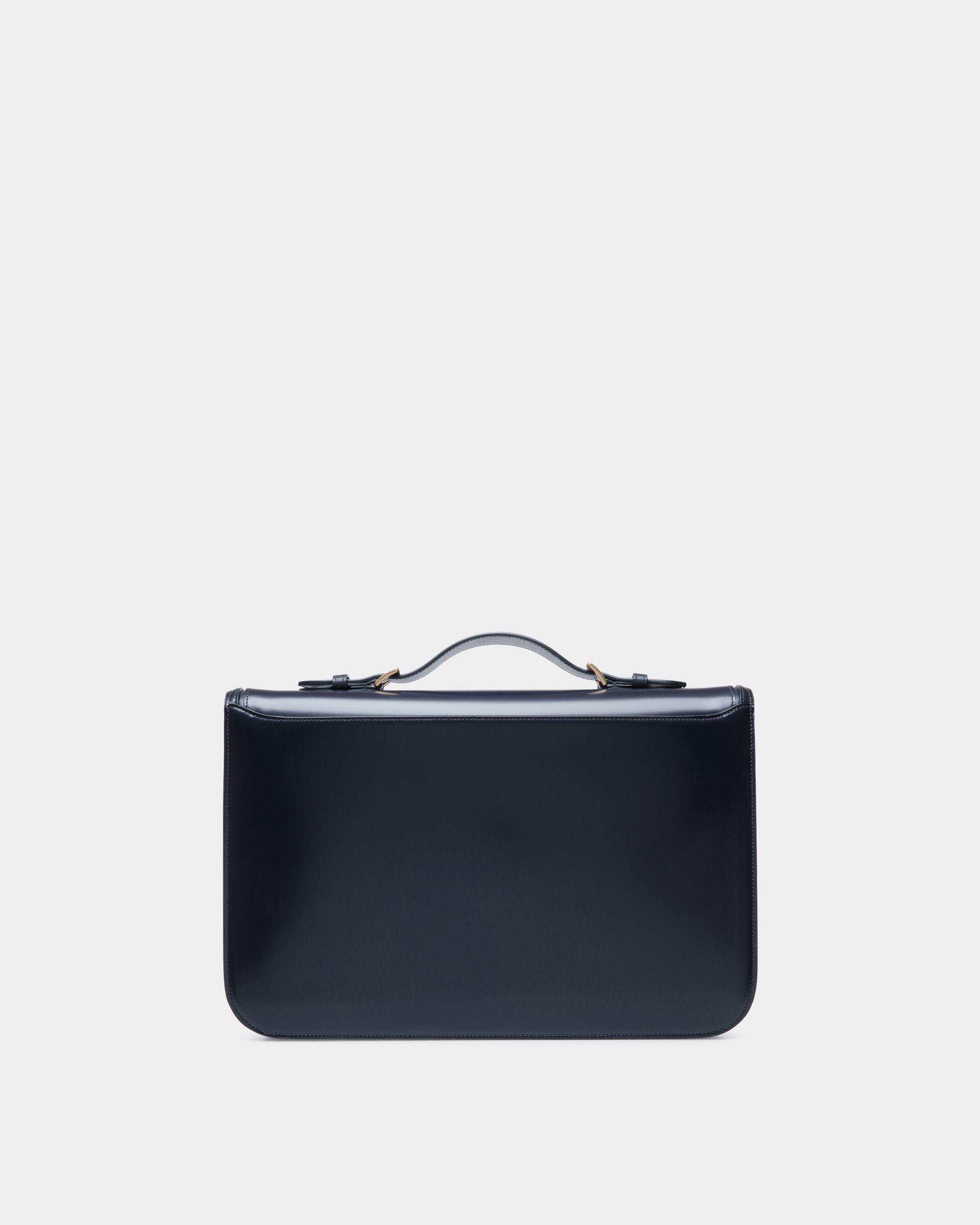 Deco Briefcase in Navy Blue Brushed Leather - Men's - Bally - 03