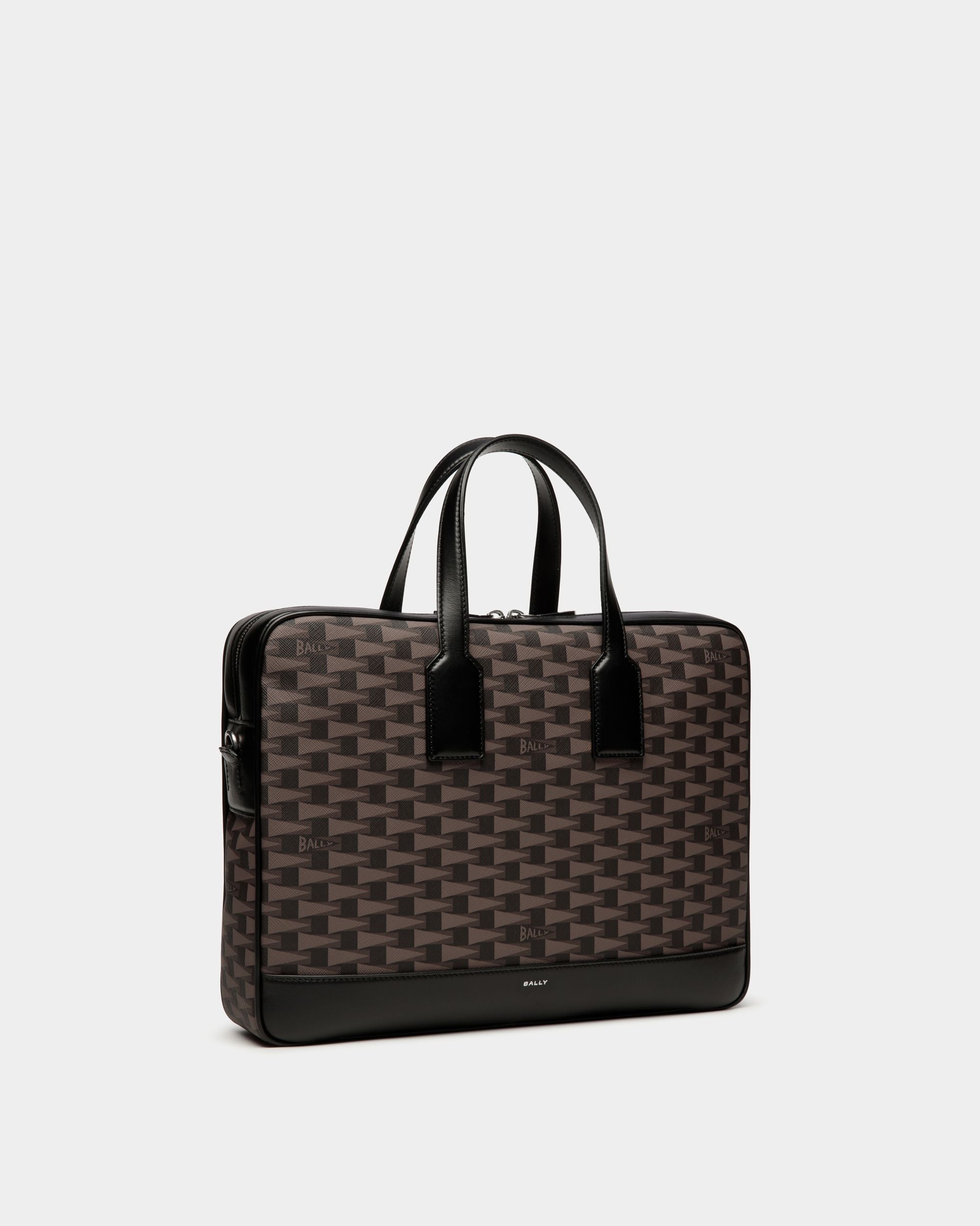 Pennant Briefcase in Black Pennant Motif - Men's - Bally - 03