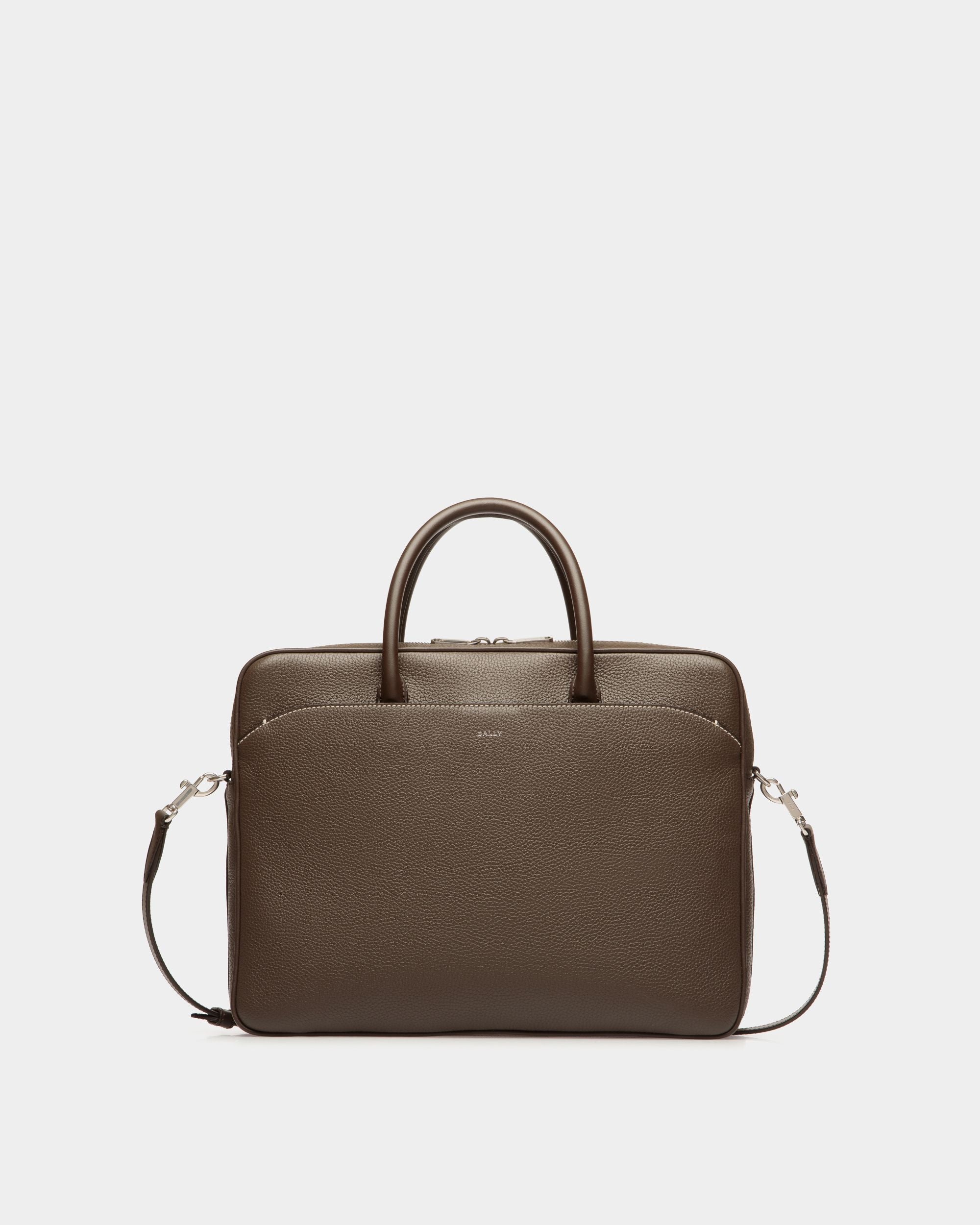 Oeden Briefcase in Ebano Leather - Men's - Bally - 01