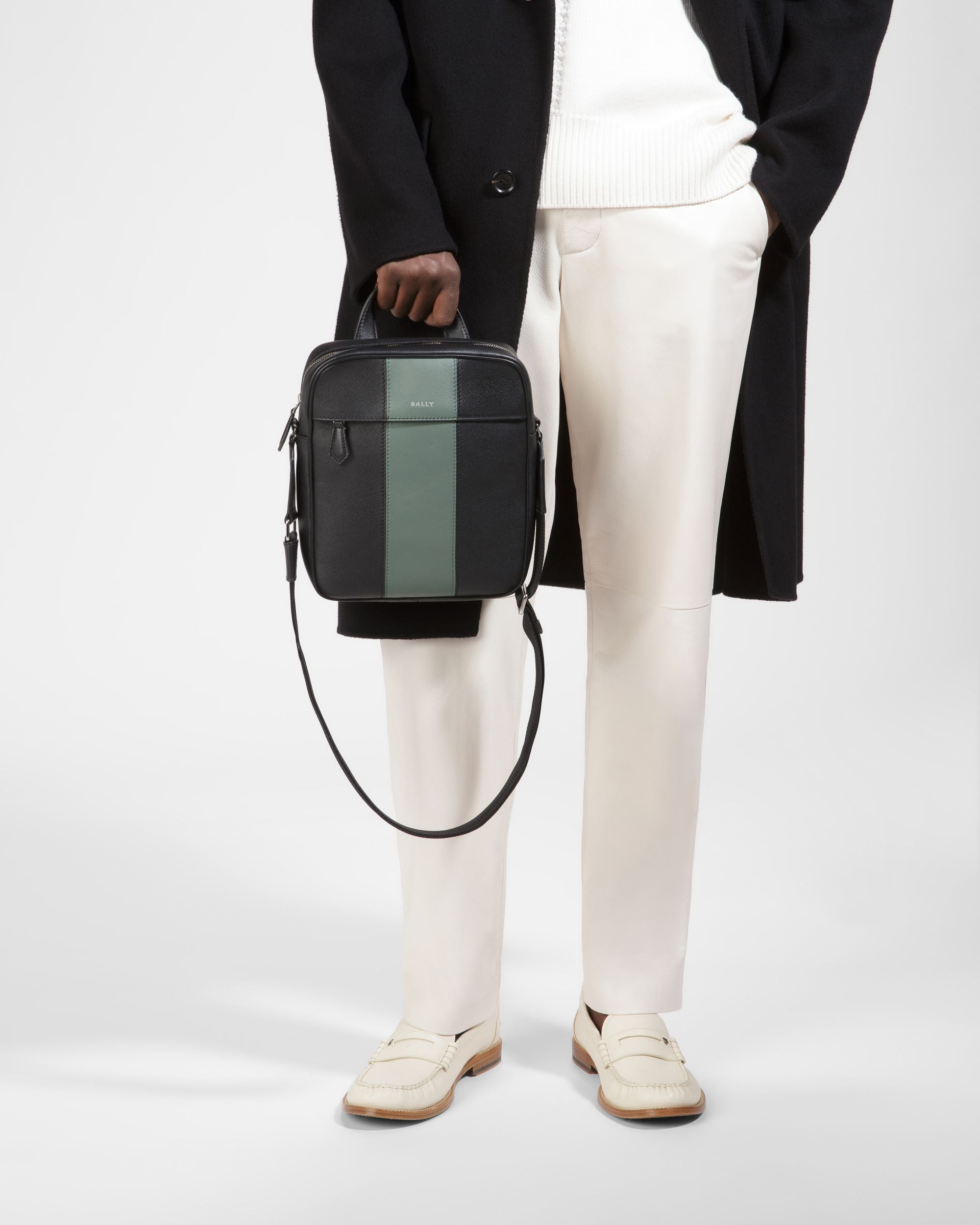 Holmis Crossbody Bag In Black & Green - Men's - Bally - 02