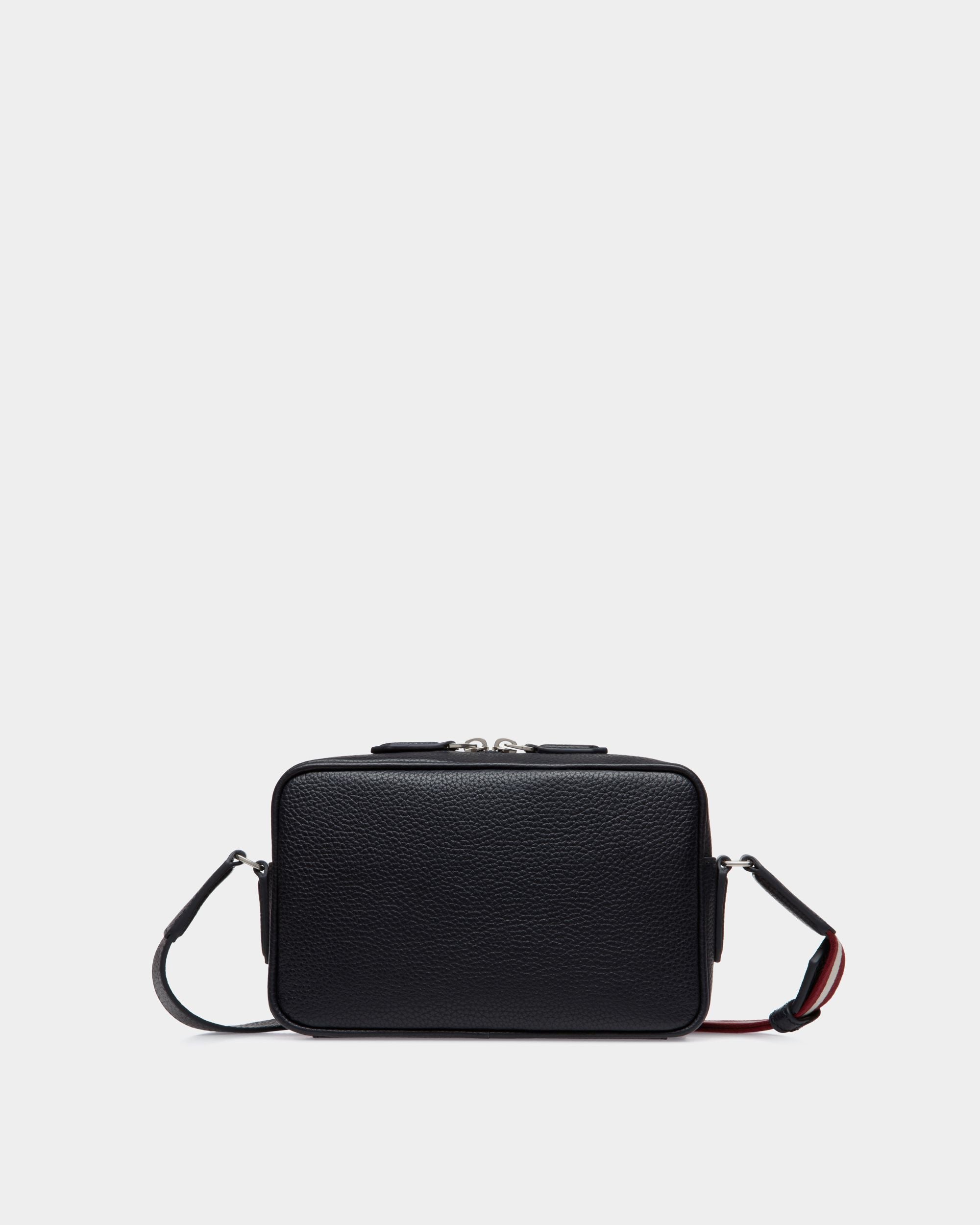 Code Crossbody Bag In Navy Blue Grained Leather - Men's - Bally - 02