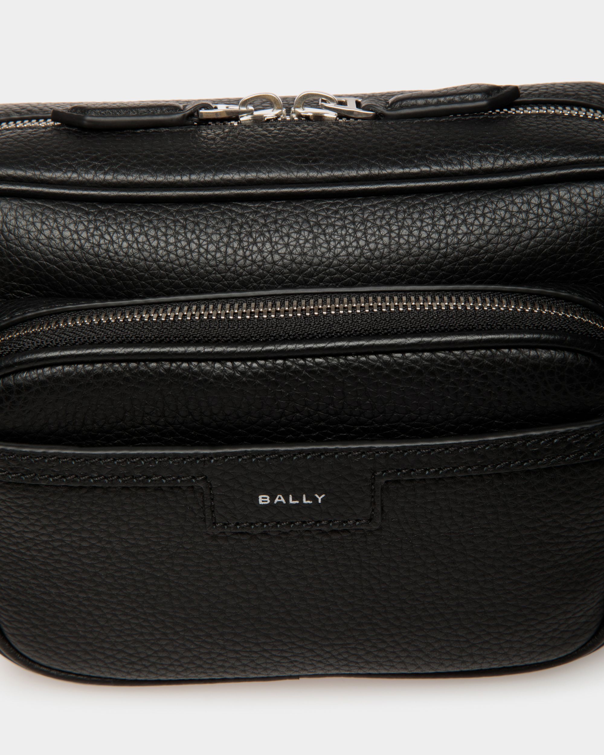 Code Crossbody Bag in Black Grained Leather - Men's - Bally - 05