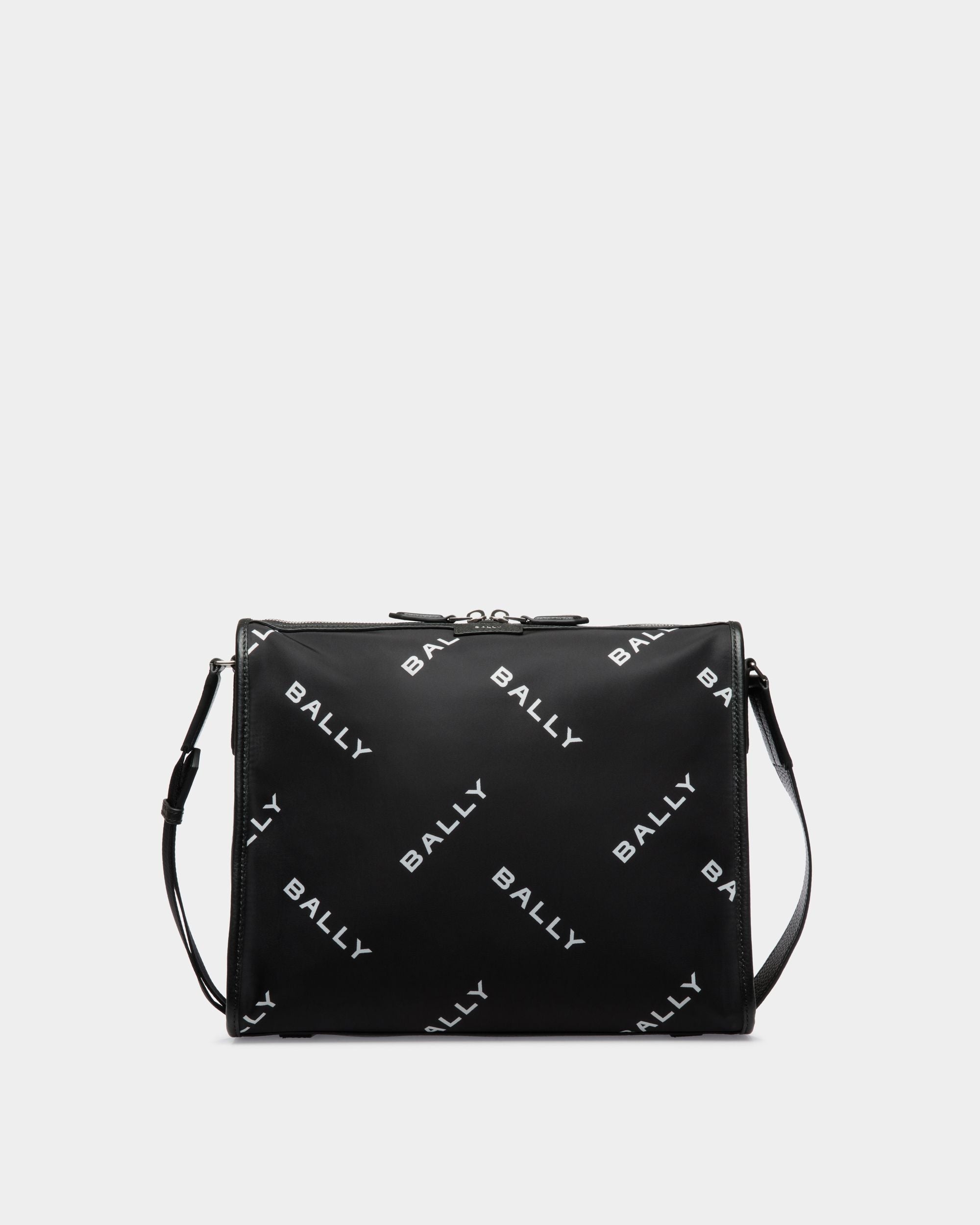 Code Crossbody Bag in Black Nylon with a Logo Print - Men's - Bally - 01