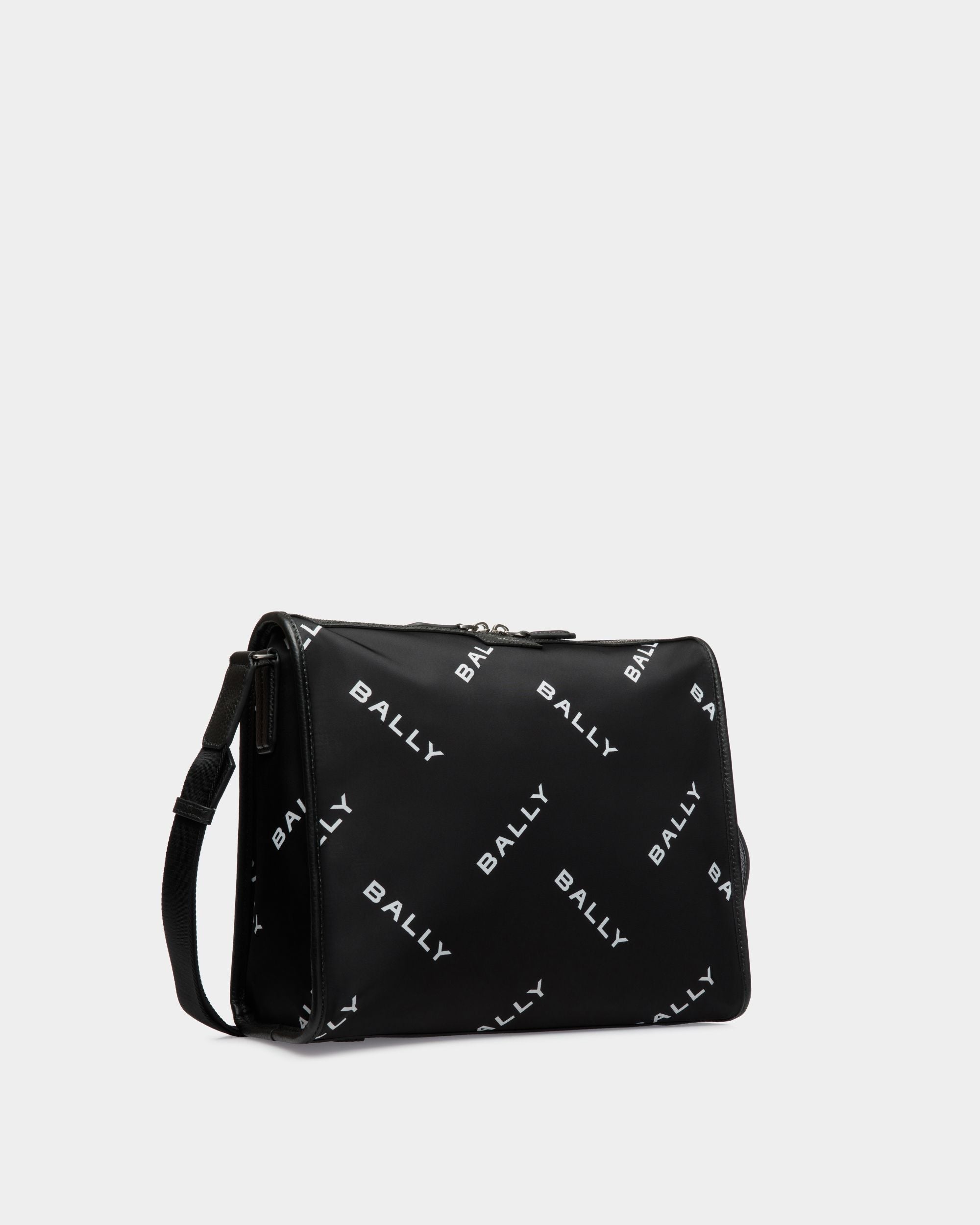Code Crossbody Bag in Black Nylon with a Logo Print - Men's - Bally - 03