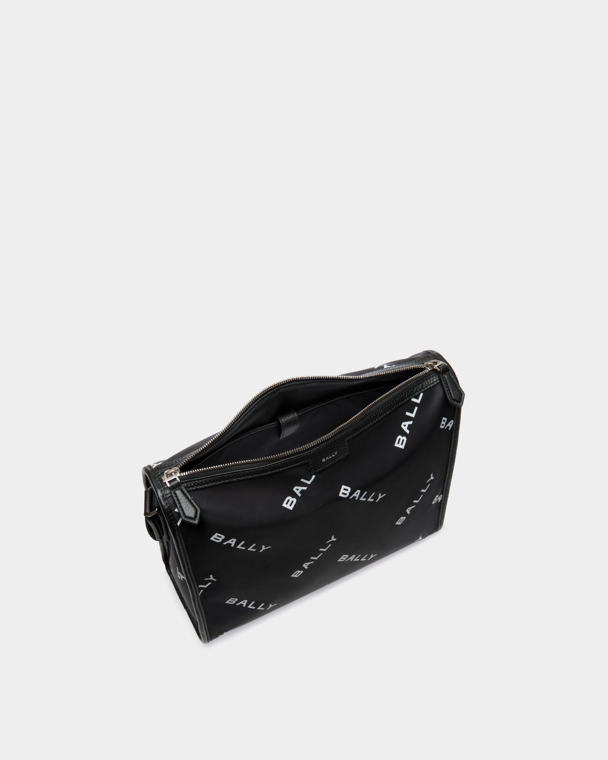 Code Crossbody Bag in Black Nylon with a Logo Print - Men's - Bally - 04