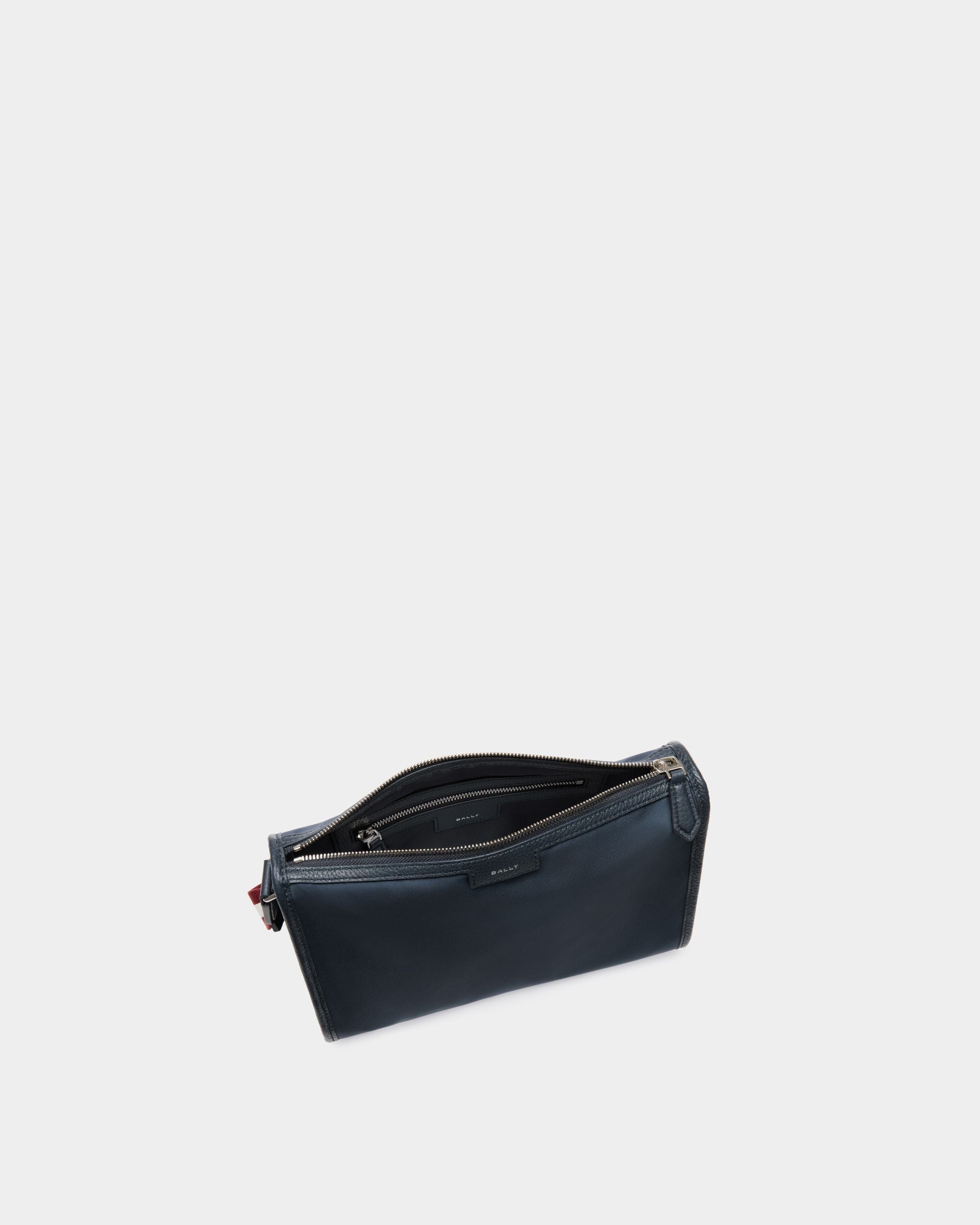 Code Small Crossbody Bag in Navy Blue Nylon - Men's - Bally - 04