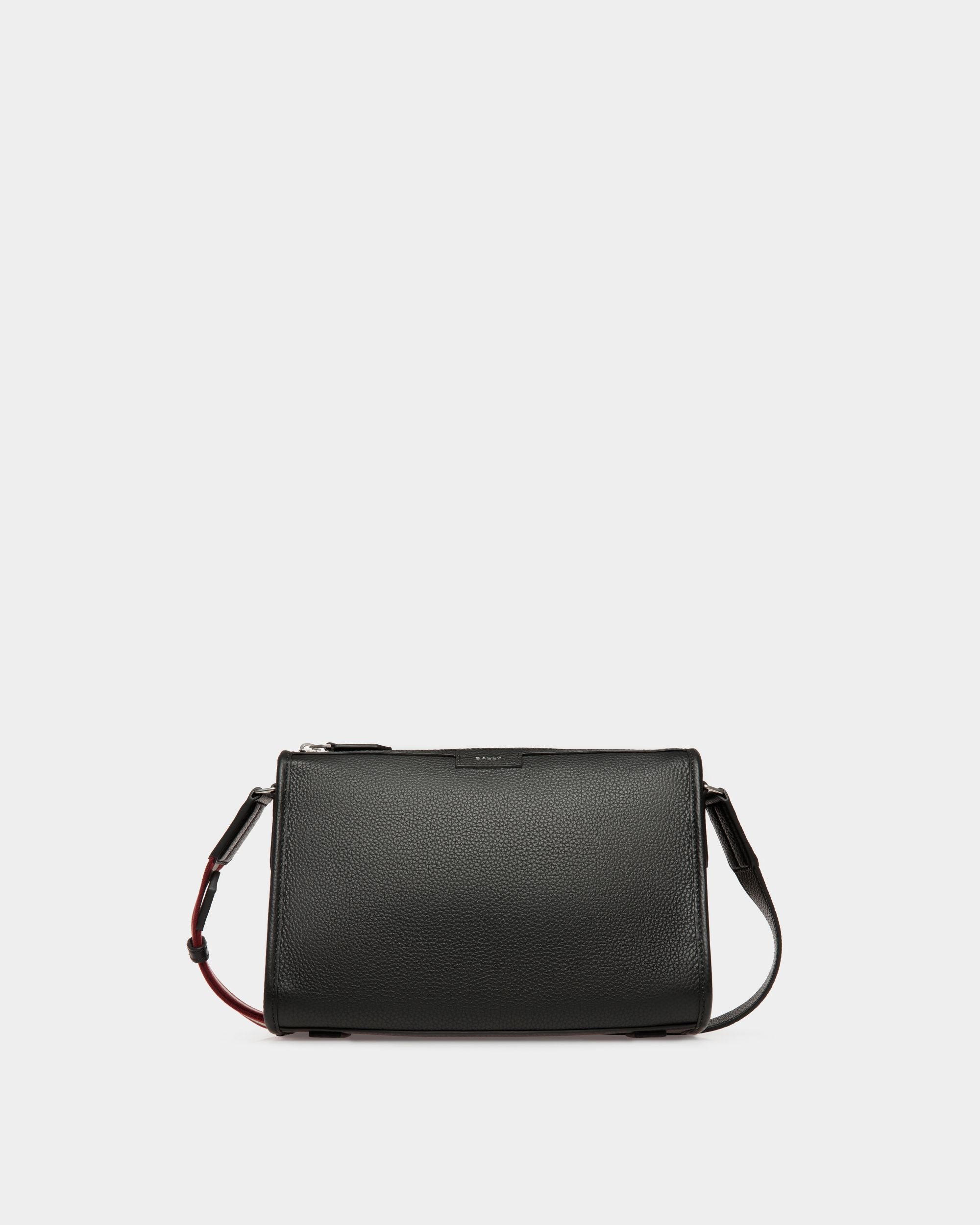 Code Small Messenger Bag in Black Grained Leather - Men's - Bally - 01