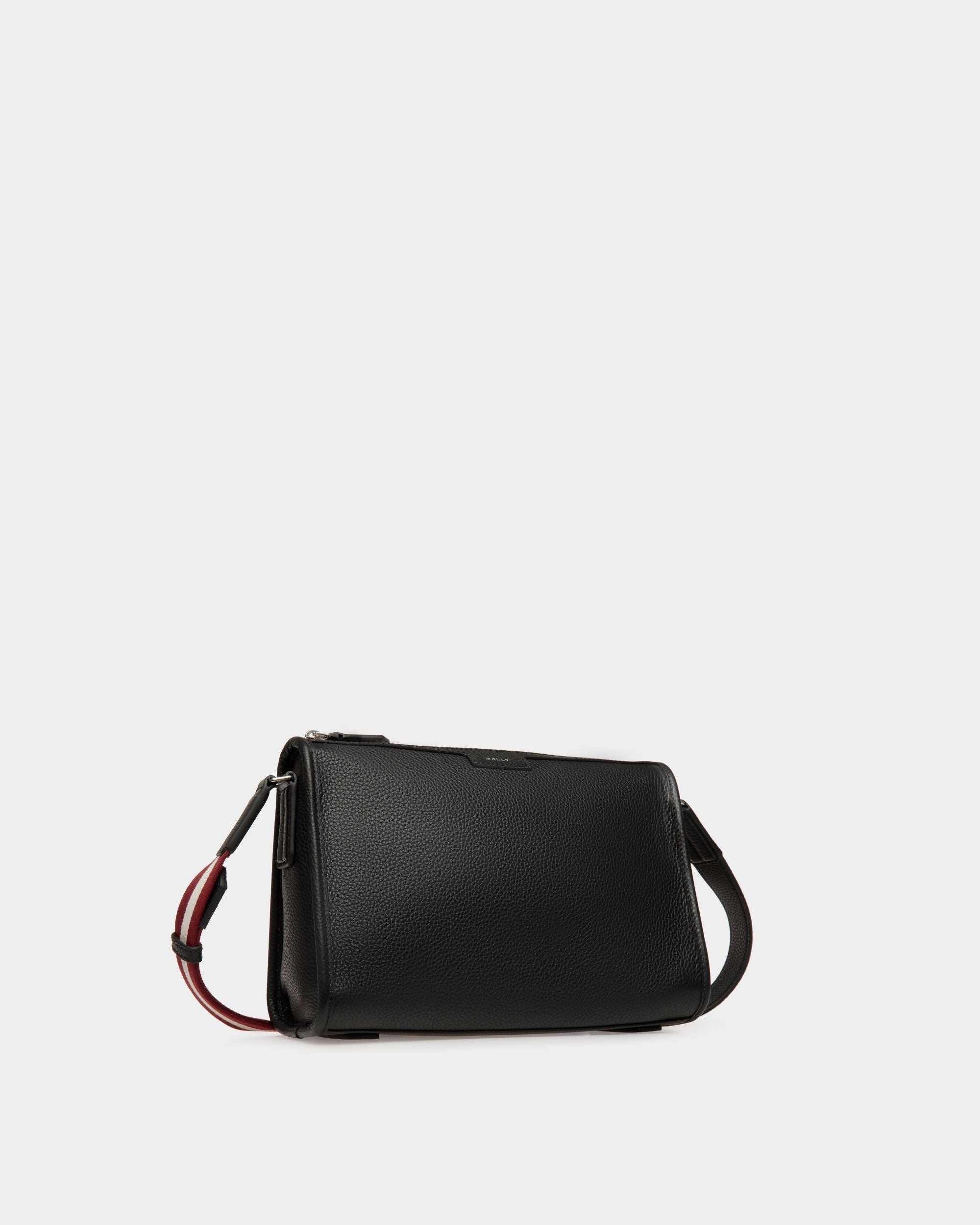 Code Small Messenger Bag in Black Grained Leather - Men's - Bally - 03