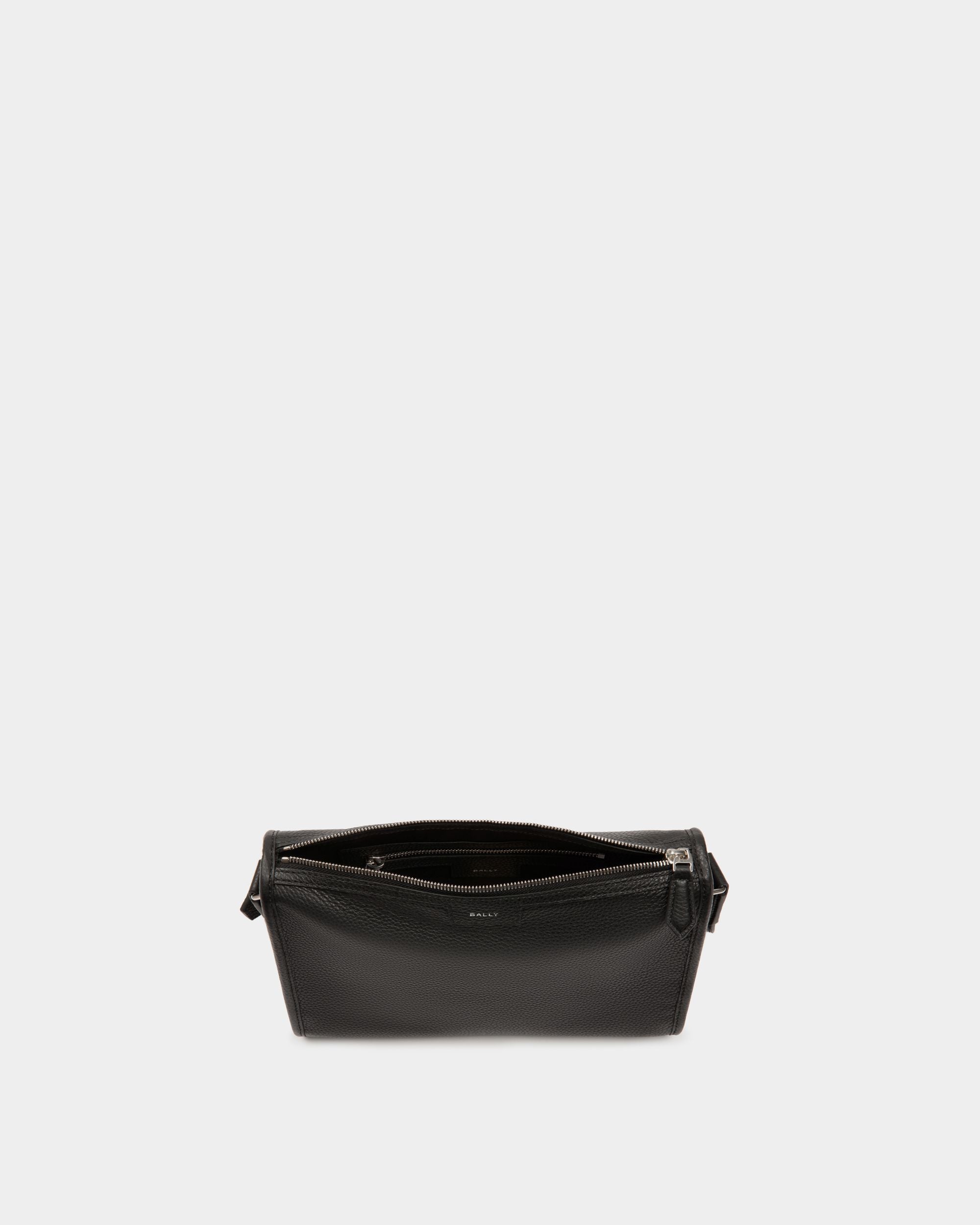 Code Small Messenger Bag in Black Grained Leather - Men's - Bally - 04
