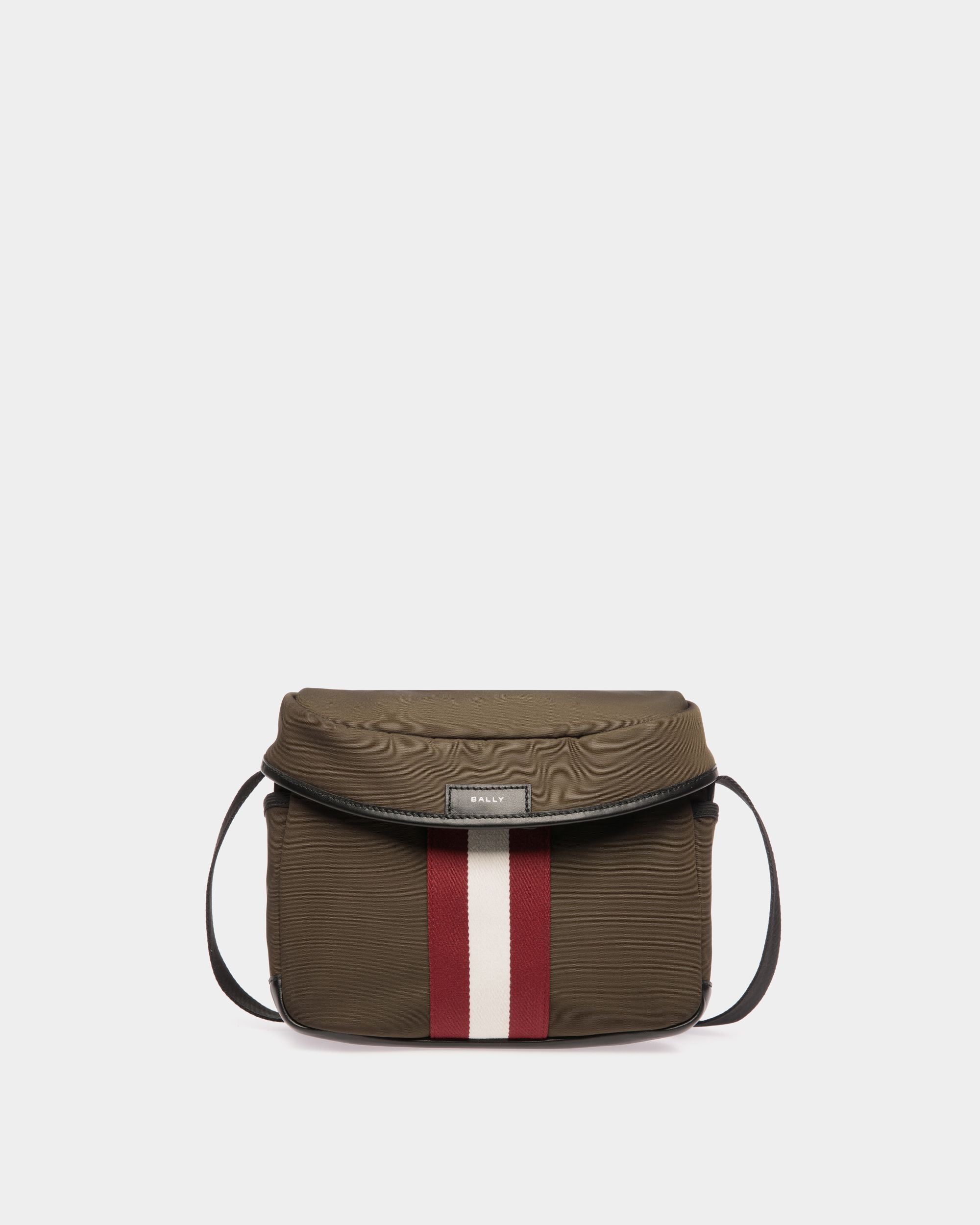 Code Crossbody Bag In Military Green Nylon - Men's - Bally - 01