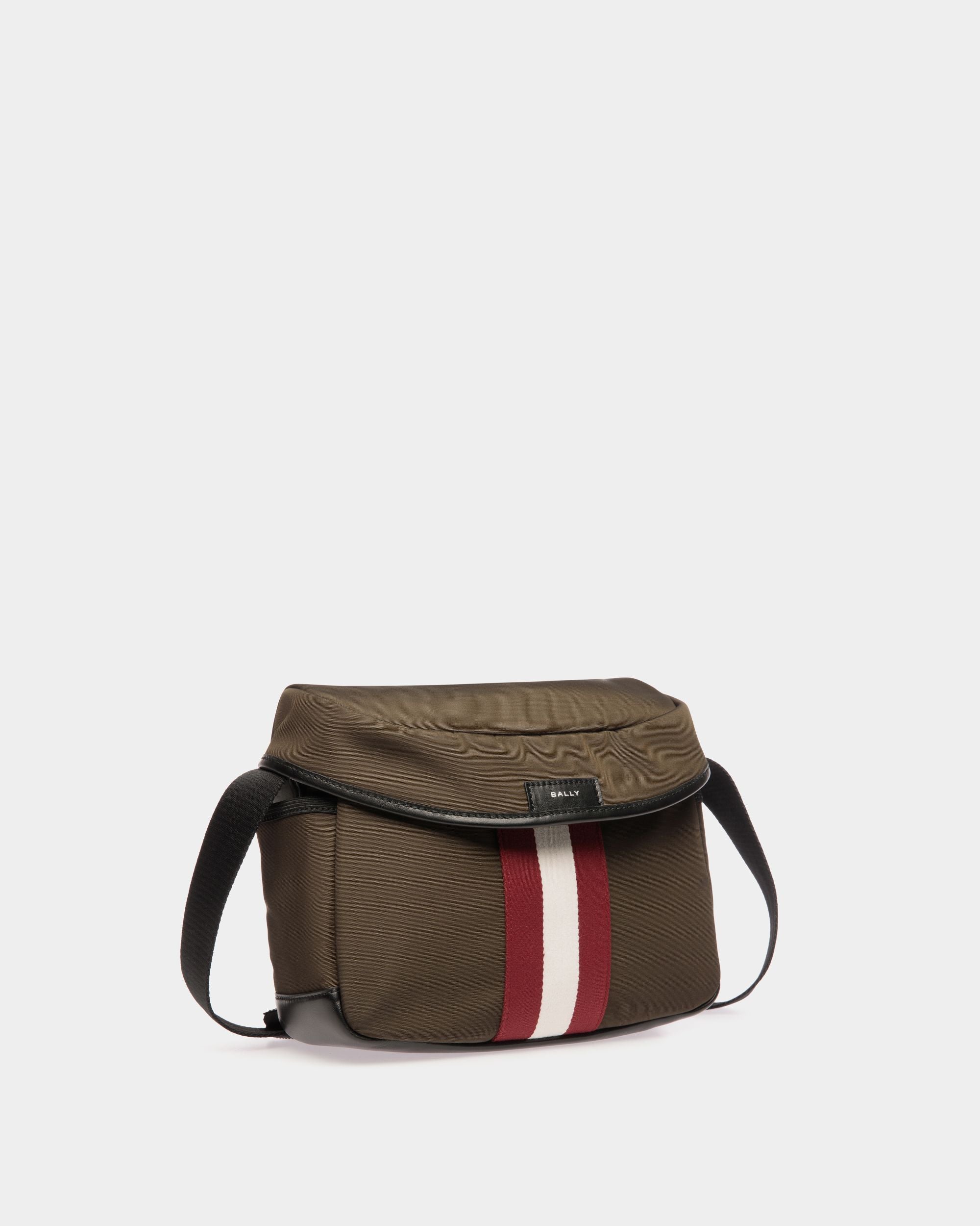 Code Crossbody Bag In Military Green Nylon - Men's - Bally - 03