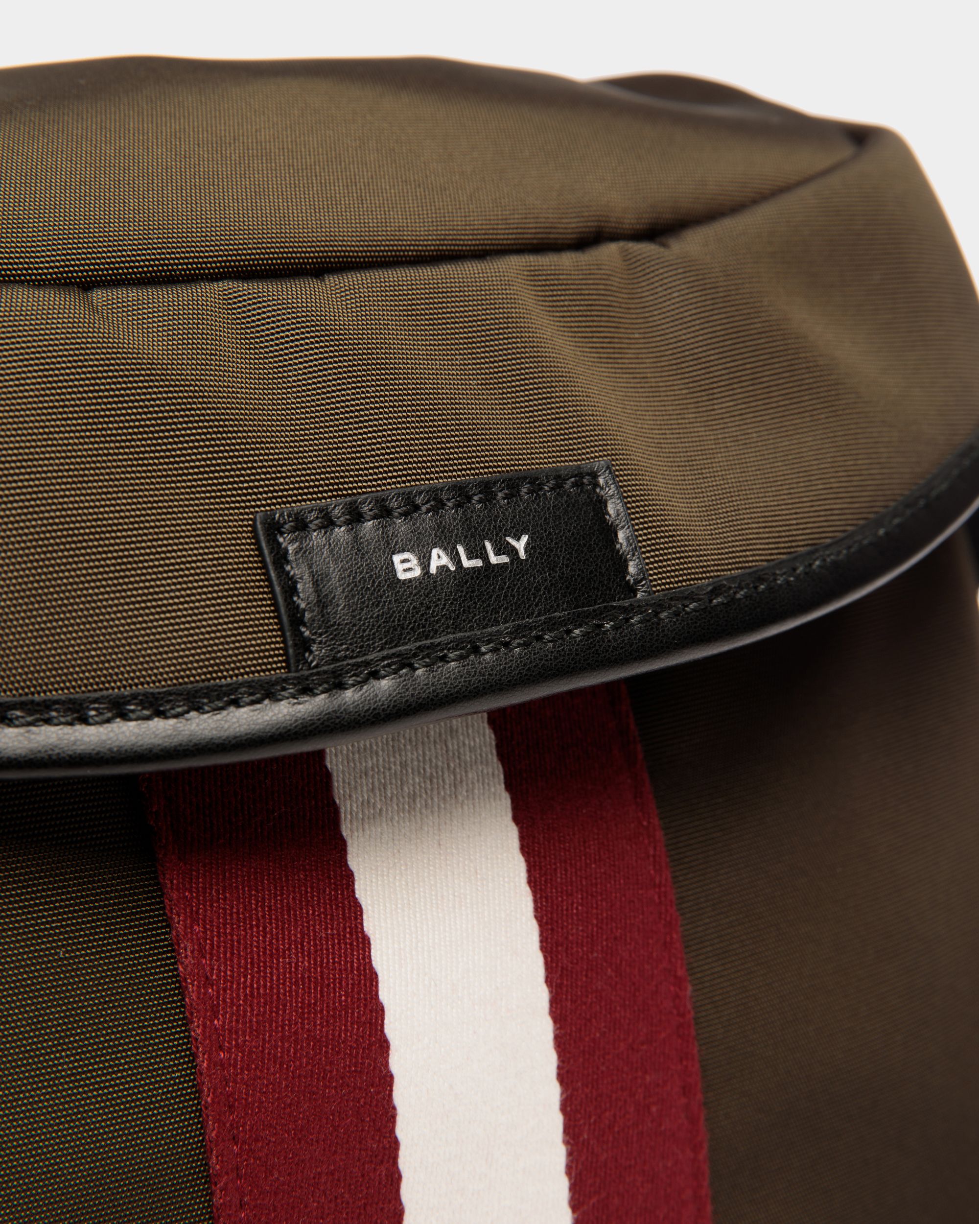 Code Crossbody Bag In Military Green Nylon - Men's - Bally - 04