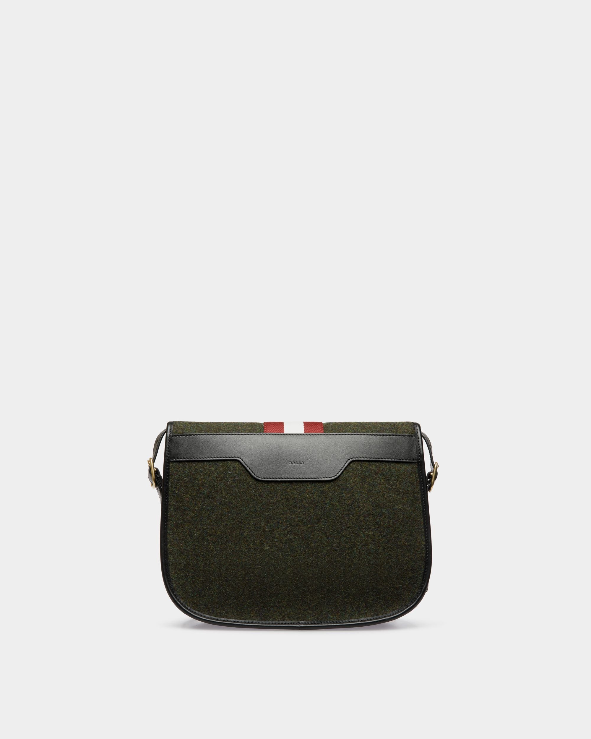Beckett Crossbody Bag In Dark Green Wool And Leather - Men's - Bally - 03