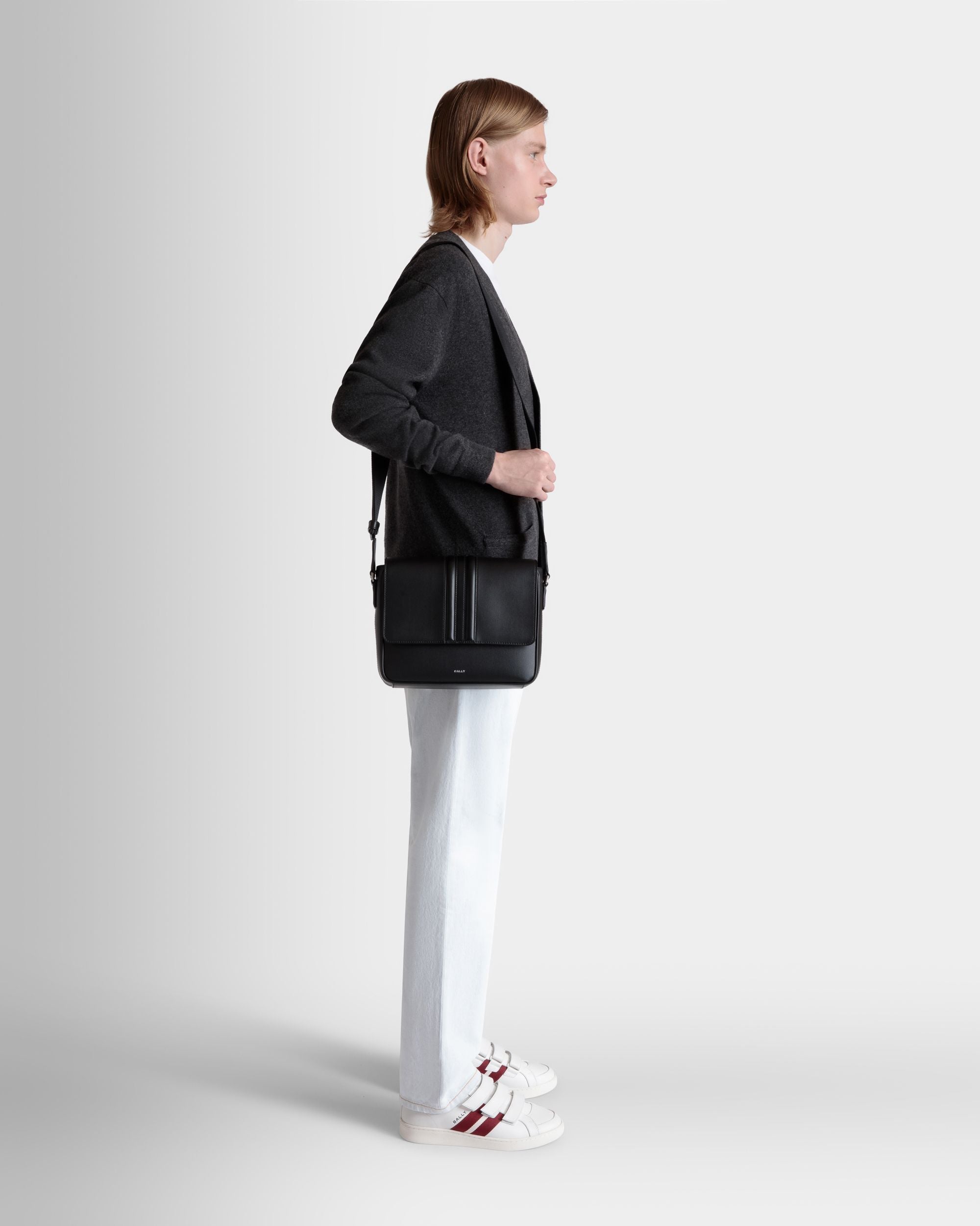 Mythos Crossbody Bag in Black Recycled Leather - Men's - Bally - 02