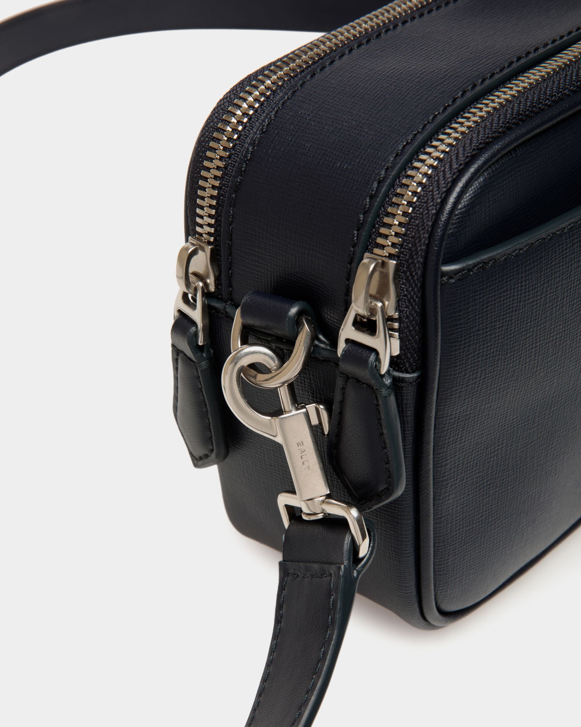 Mythos Crossbody Bag in Navy Blue Recycled Leather - Men's - Bally - 04