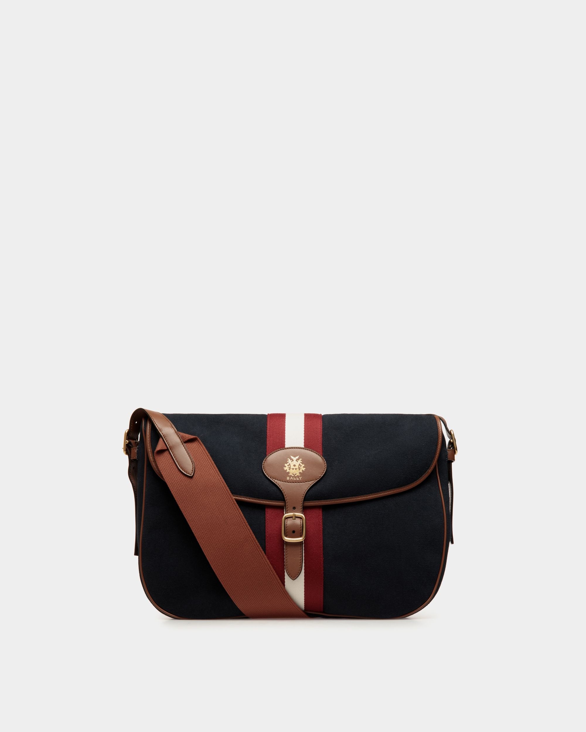 Beckett Crossbody Bag in Navy Blue Cotton Canvas - Men's - Bally - 01