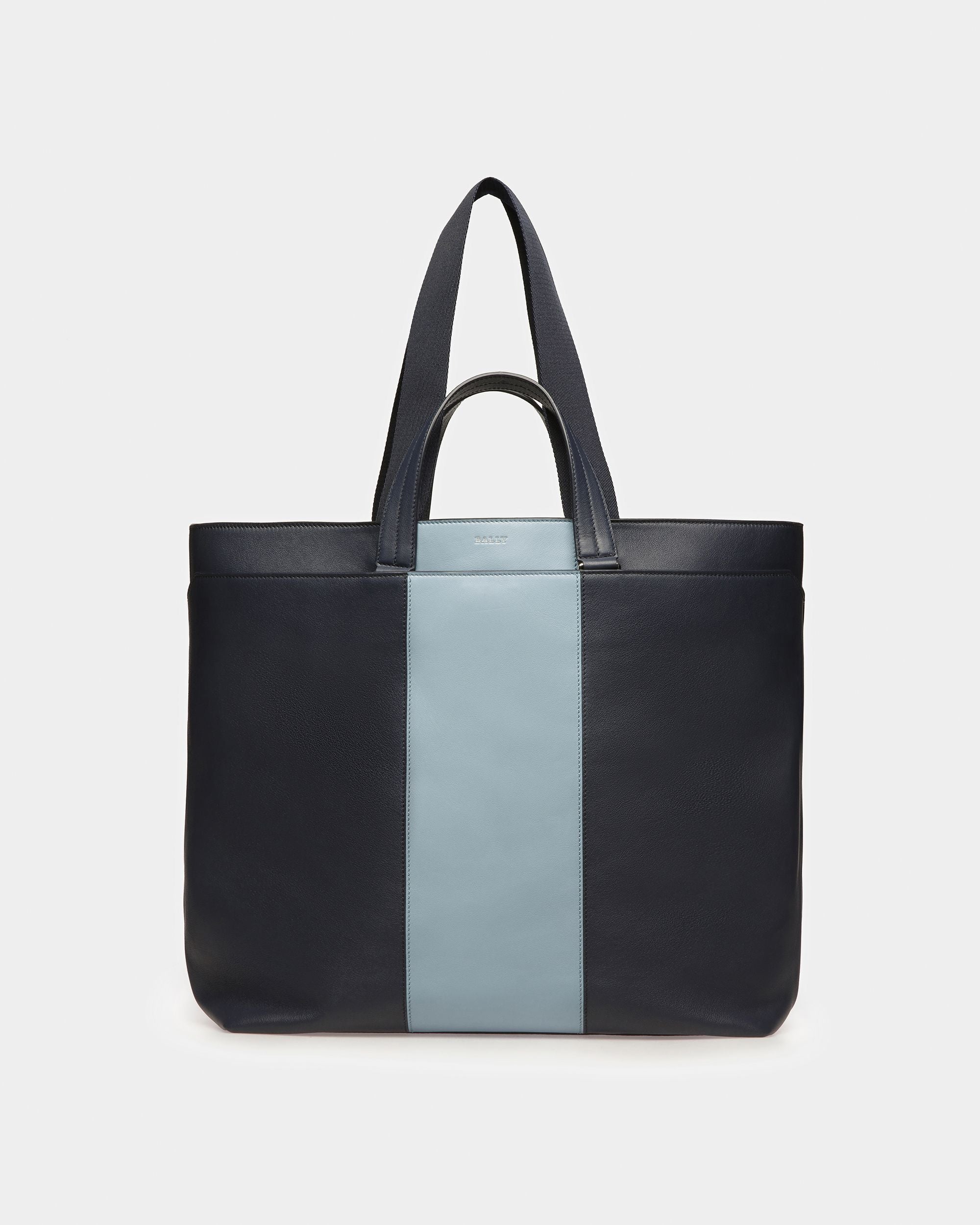 Havid Leather Tote In Midnight Blue And Light Blue - Men's - Bally - 01