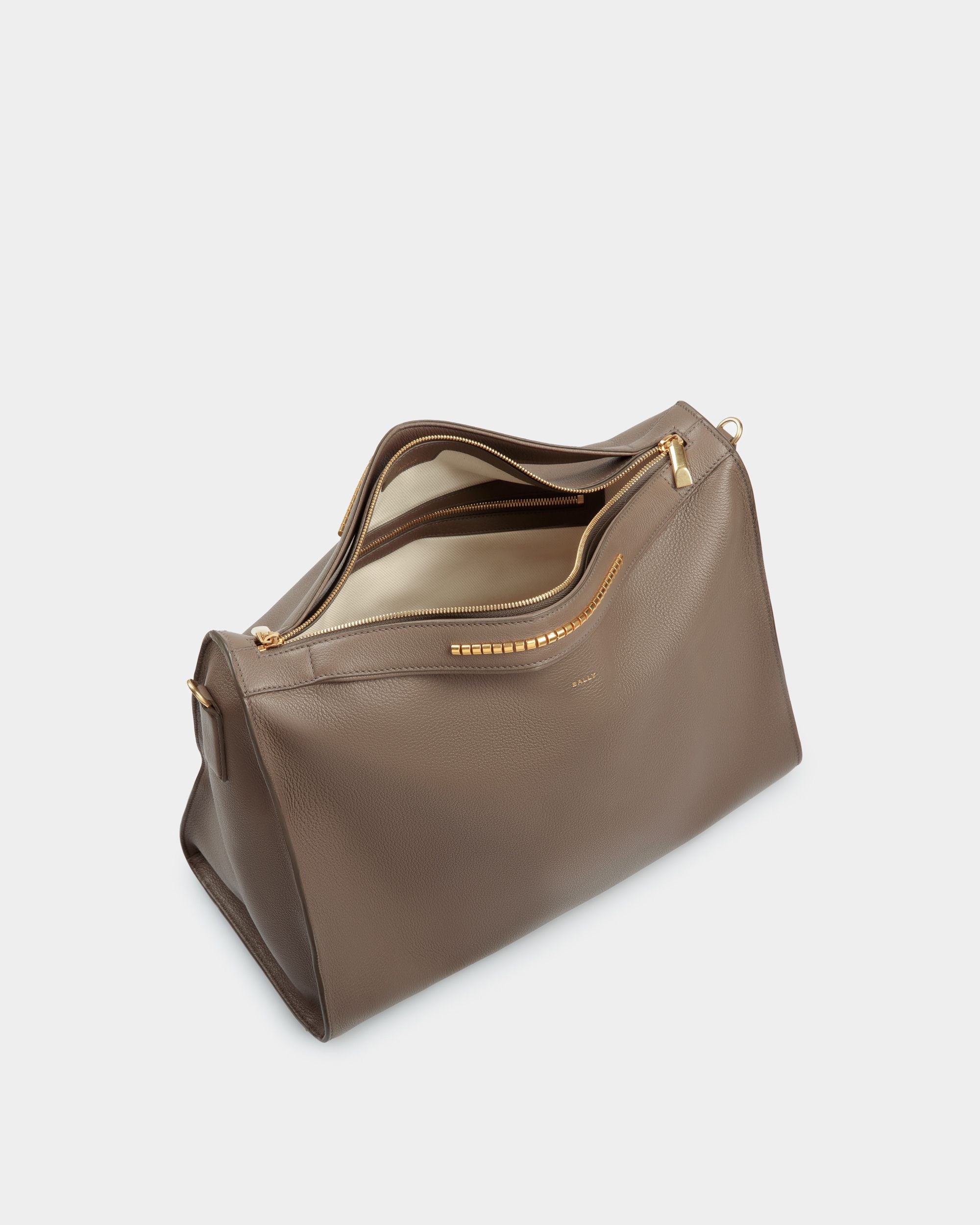 Arkle Soft Tote Bag In Grey Leather - Men's - Bally - 05