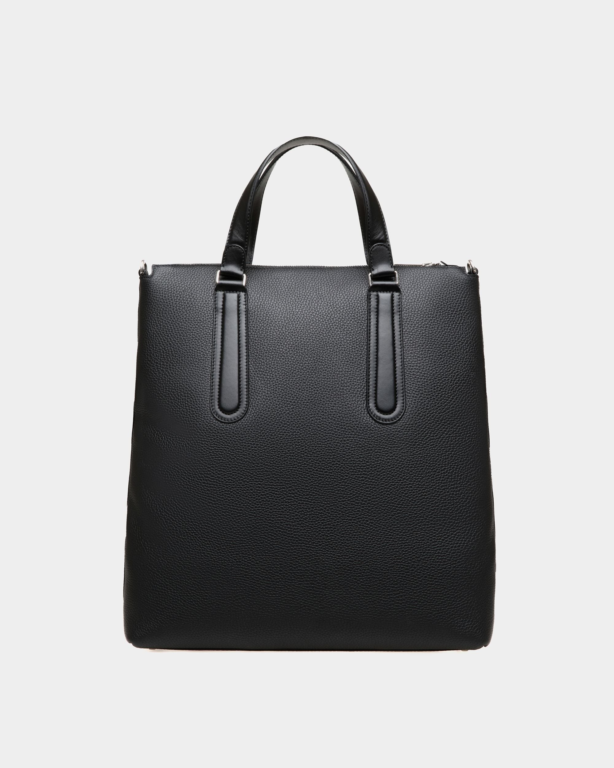 Spin Tote in Black Grained Leather - Men's - Bally - 03